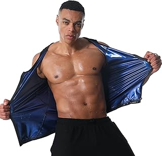 Sauna Vest for Men Workout Zipper Shirt Slimming Body Shaper Waist Trainer Tank Top for Fitness Gym Exercise Running