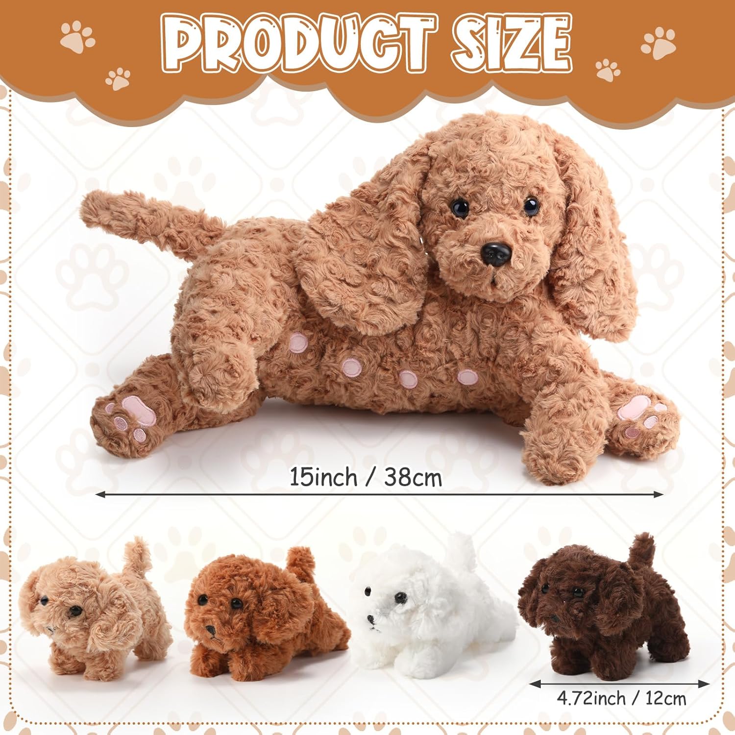 HyDren 5 Pcs Labradoodle Nurturing Dog Stuffed Animal Sets 15 Inch Soft Cuddly Labradoodle Plush Toys Nursing Mommy Dog with 4 Puppy Stuffed Animals for Kids Birthday Easter Party Gifts