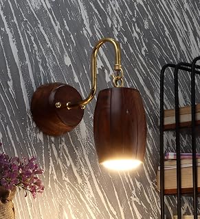 Green House Handmade Sheesham Wood Wall Light Lamp | Unique Barrel Design | Stylish Fancy Home Decor Lighting | In-Built 9... Price In India