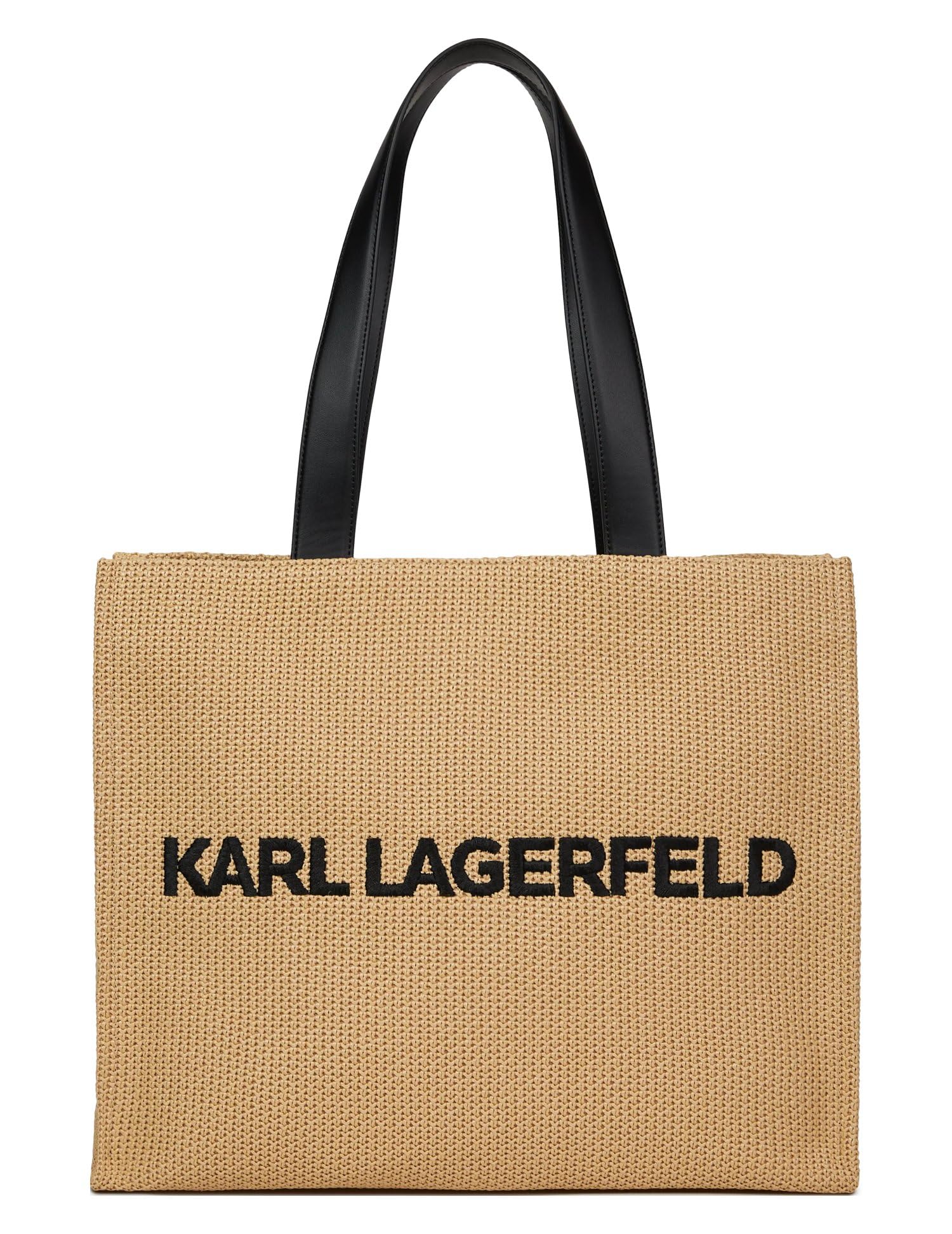 KARL LAGERFELD Bolsa de playa tejida cuadrada grande con logotipo