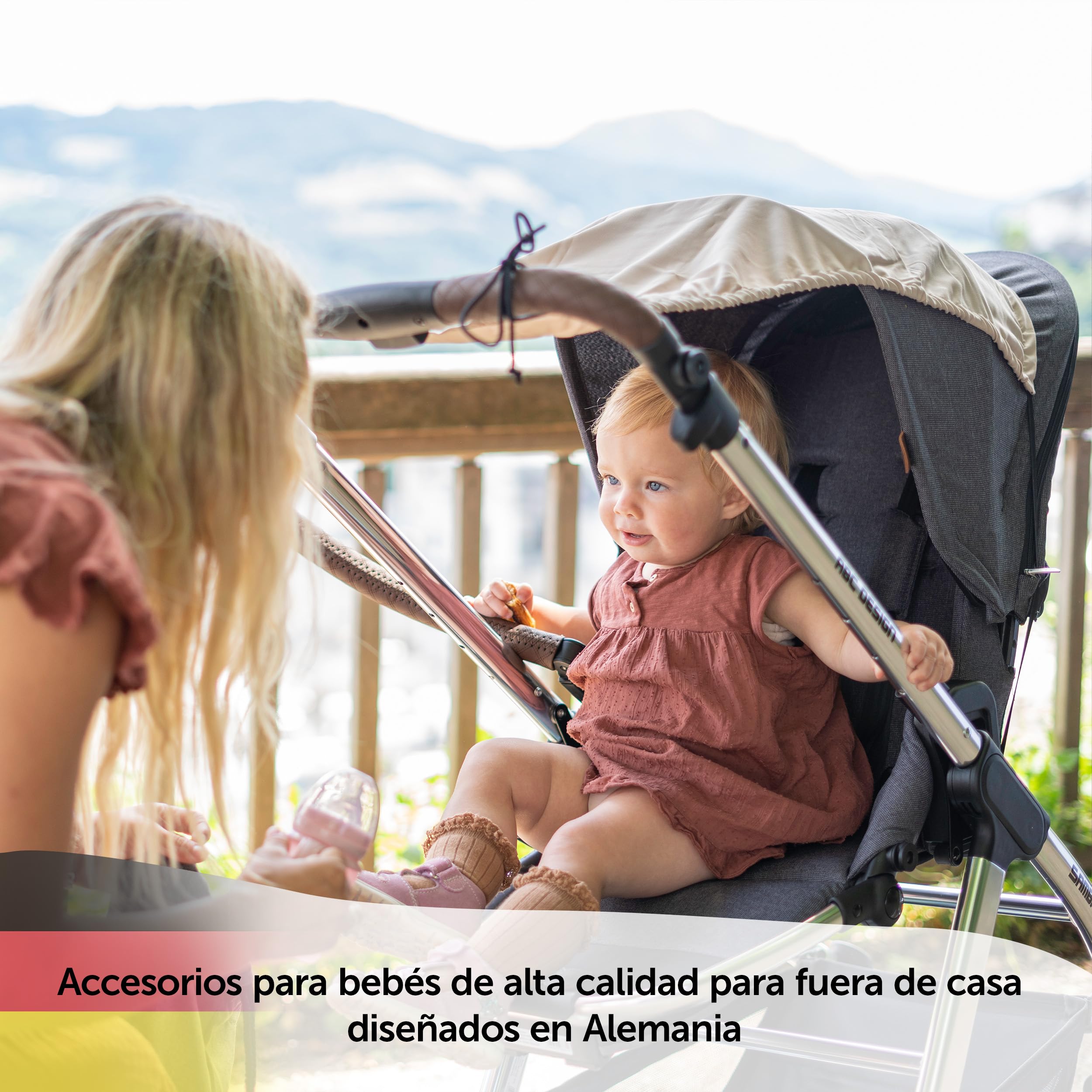 Zamboo Parasol Carrito Bebé Universal con Protección UV 50+ para Silla de Paseo y Capazo - Toldo con Filtro Solar con Recubrimiento Regulable - Capota Protectora - Beige