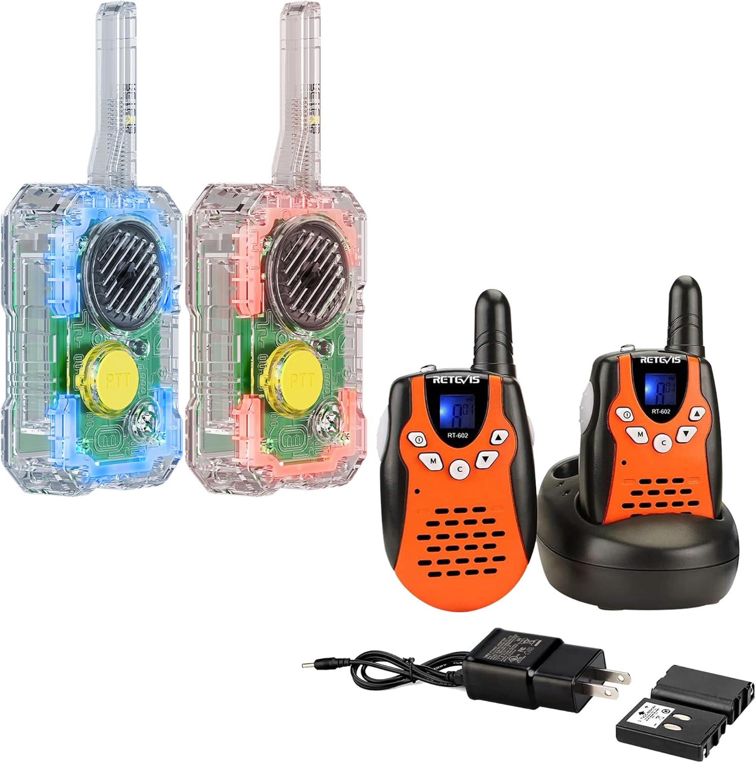 Retevis RT602 Walkie Talkies for Kids Rechargeable, Toys Birthday Gifts Bundle with EZTalk 80 Kids Walkie Talkies, Science STEM Kits DIY Toys for Boys Girls Ages 6-12 Stocking Stuffers