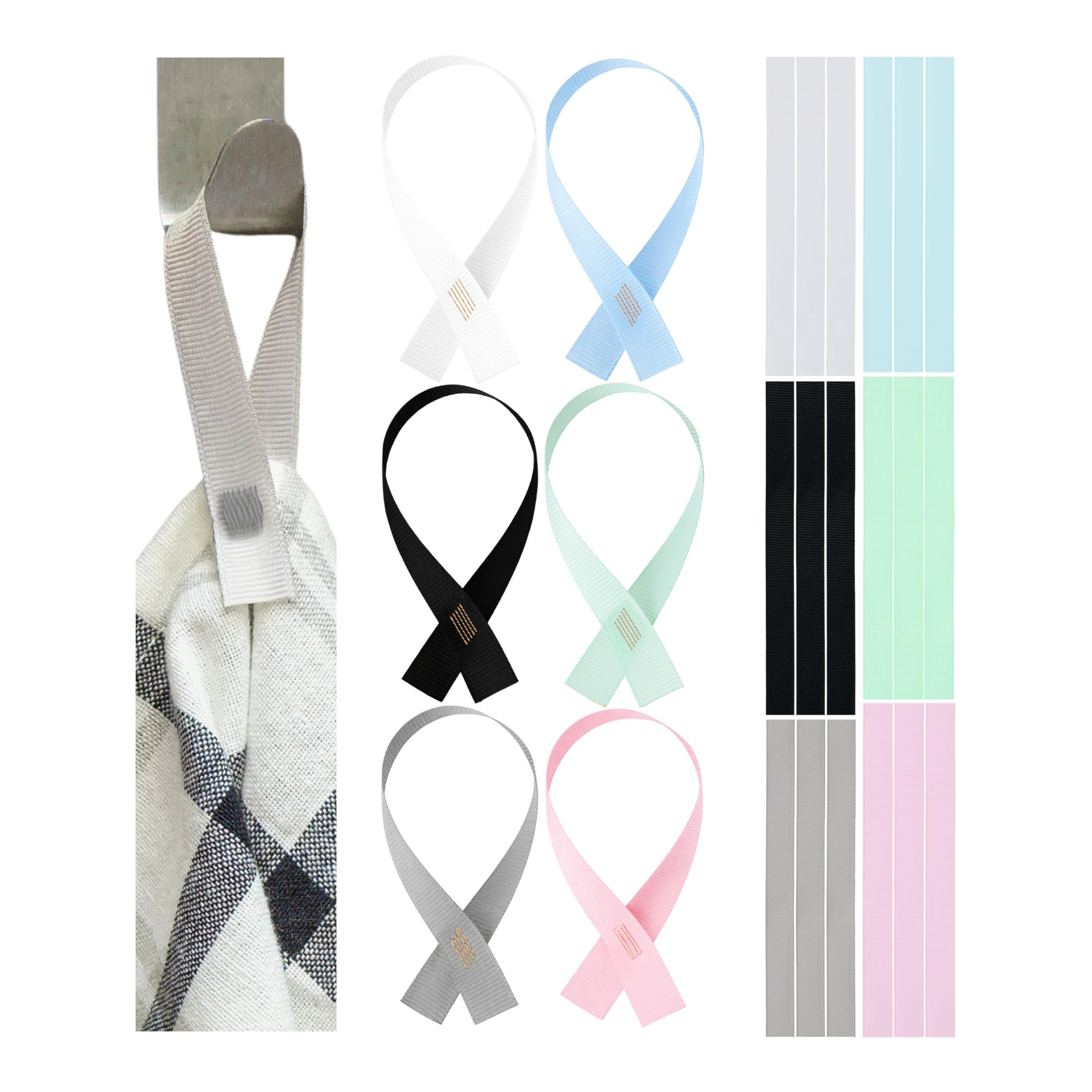 Your Day Mate Towel Hanger for Sewing on, 24 pcs, 7.09 x 0.47 Loops, six Colour Set, Hanger Holder for Dish Towel
