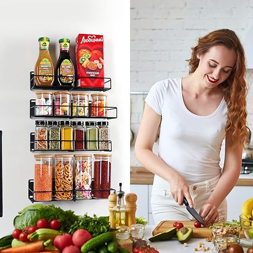 Miniatura 6 de Estante magnético para especias para refrigerador, 4 unidades, organizador de especias con imanes extra fuertes para neveramicroondas (2 unidades)