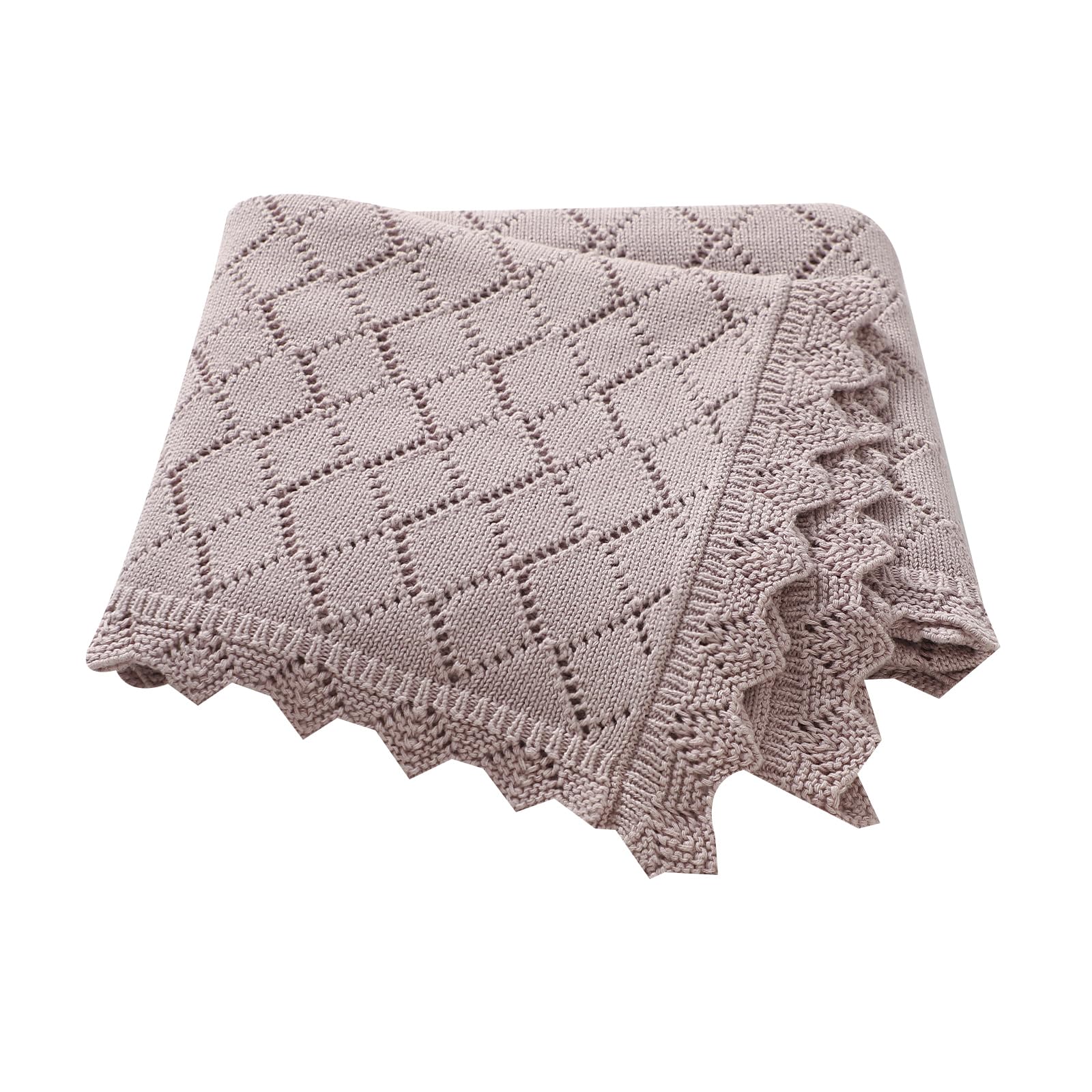 mimixiong Cotton Cellular Baby Blanket Soft Lace Cozy Baby Blankets for Newborn Boys Girls (Purple), 100x80 Centimetres