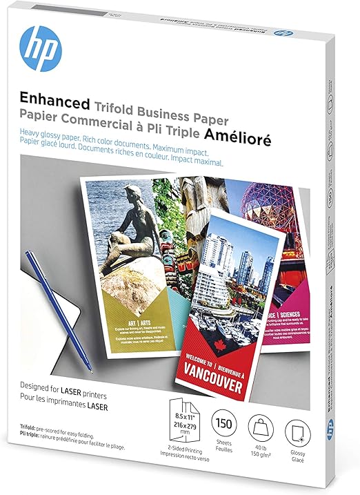 HP Enhanced Trifold Business Paper, Glossy, 8.5x11 in, 40