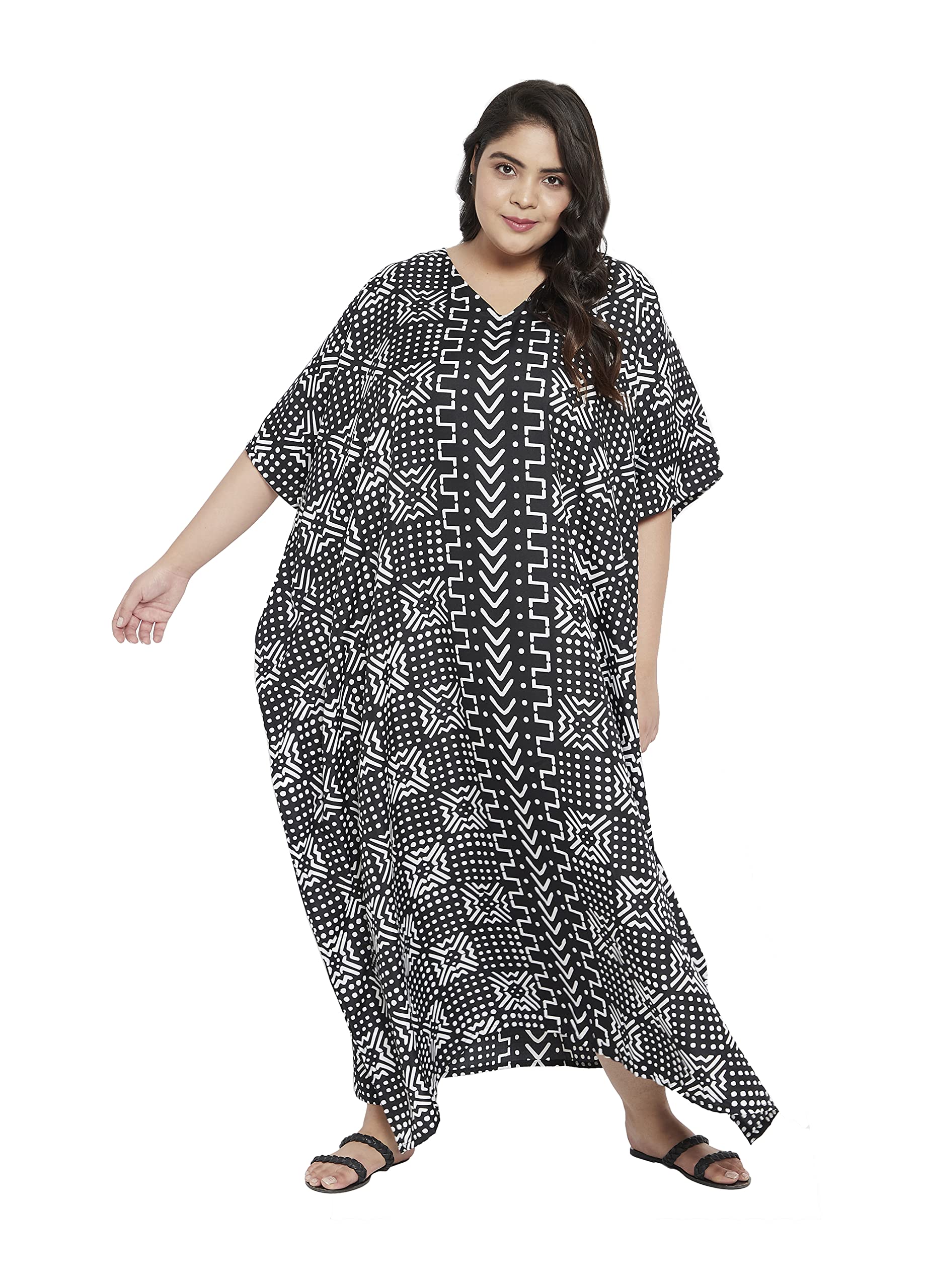 Oussum Long Caftan for Women Plus Size Beach Cover Up Casual Kaftan Maxi Gown Dress Loungewear House Dresses for Summer