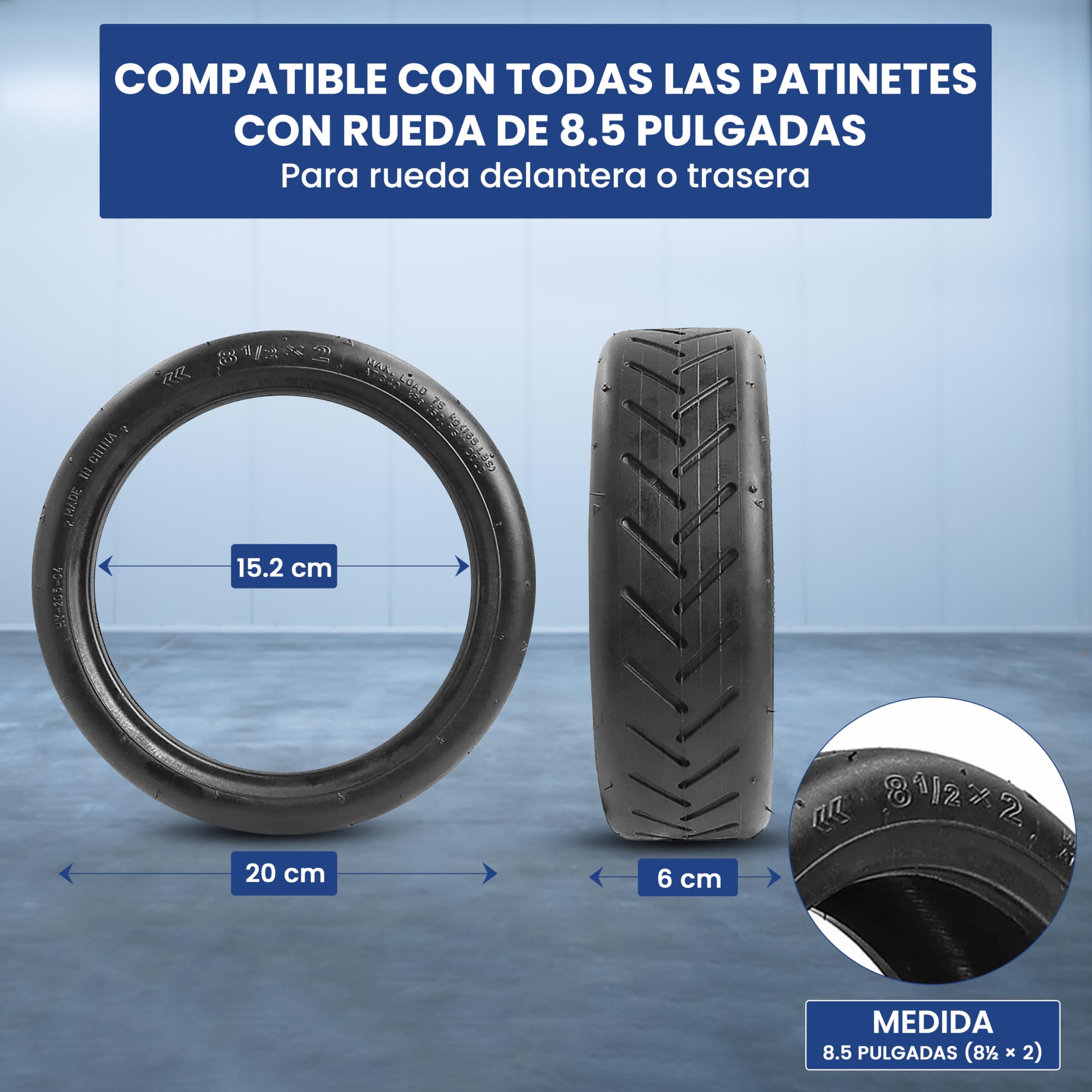 ANSENI Gomme Monopattino Xiaomi 8.5 pollici(8 1/2X2) Ruota 50/70-6.1,Copertone 20cm e Camera d´aria,Ruote di Ricambi per Monopattino Elettrico 8,5 Pollici per Scooter Xiaomi M365,Pro2,1S,Essential