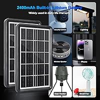 Vista 4 de Panel solar de 6 V 5 W con batería de litio recargable de 2400 mAh incorporada y luz LED, kit de cargador de batería solar con salida USB de 5 V