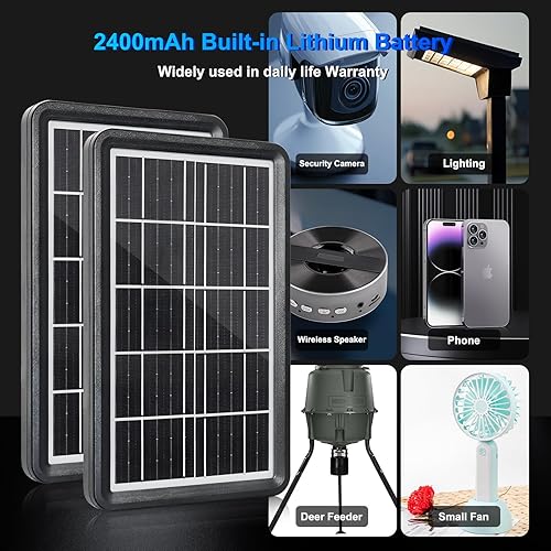 Miniatura 4 de Panel solar de 6 V 5 W con batería de litio recargable de 2400 mAh incorporada y luz LED, kit de cargador de batería solar con salida USB de 5 V