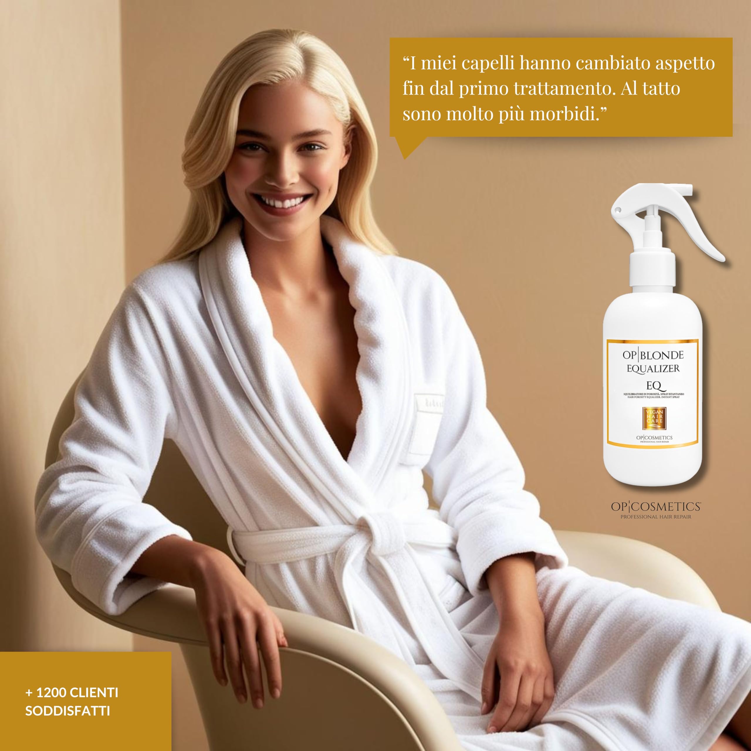 OP|BLONDE Equalizer | Spray Termoprotettore Capelli | Trattamento Professionale Capelli Danneggiati, Colore Brillante in 3 Minuti | Anticrespo Capelli Made in Italy 250 ml