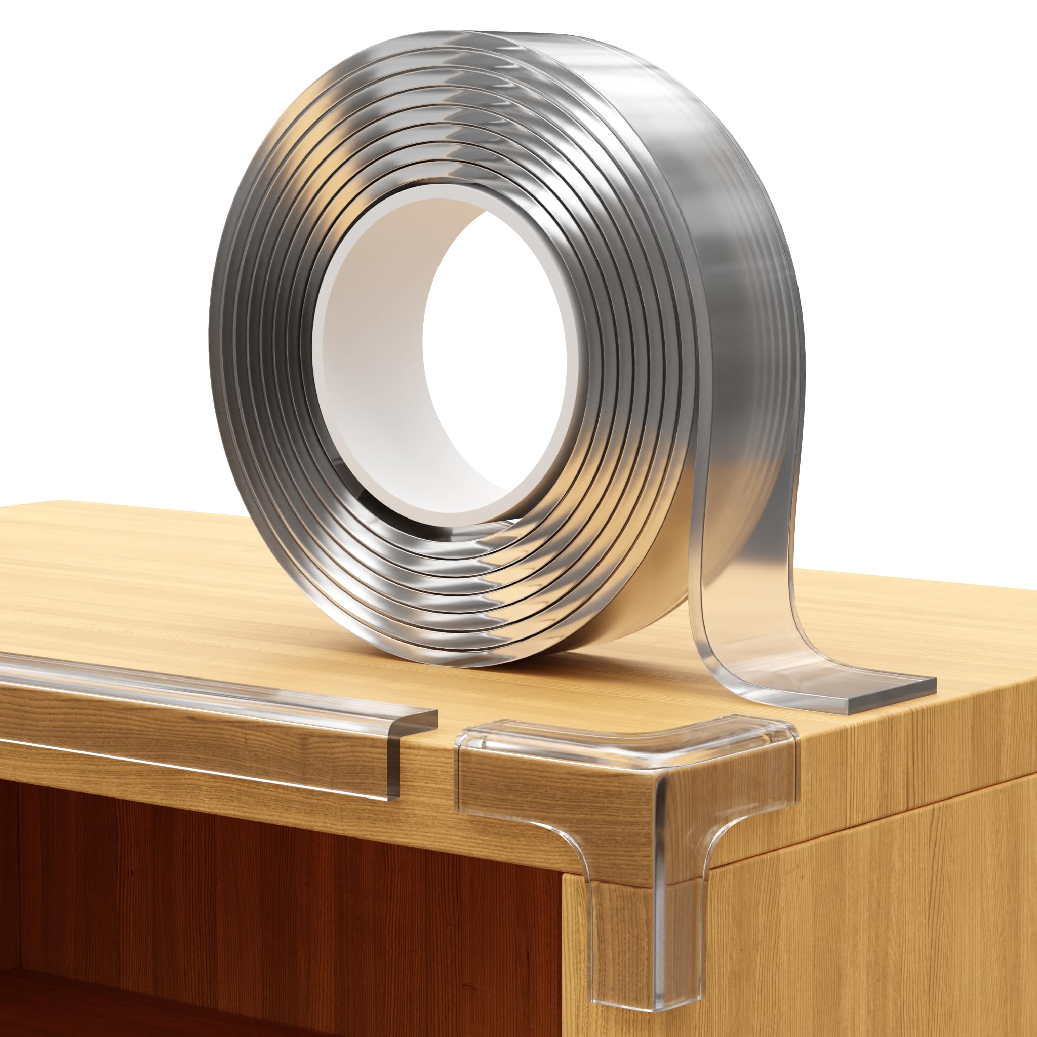 Furniture Corner & Edge Safety Bumpers, 16ft Edge Protector & 4 Clear Corner Protector Baby Proofing. Clear Corner Guards for Corner Table Protector for Kids. Cabinet Edge Protector & Corner Bumpers