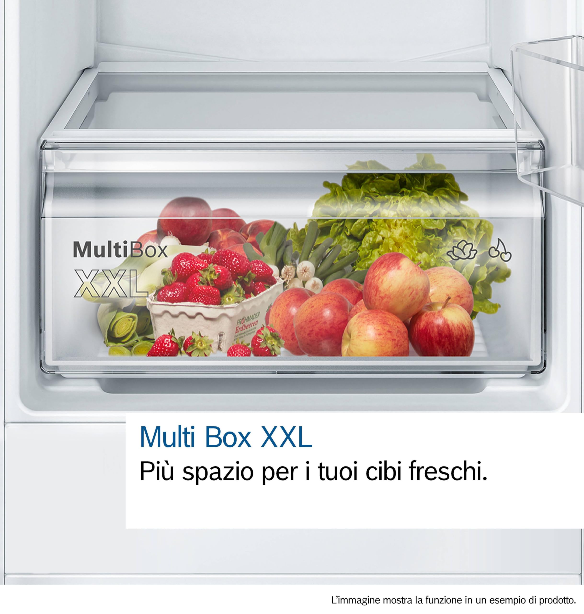Bosch KIR81NSE0 Serie 2, Frigorifero monoporta da incasso, Luce LED, Tecnologia Inverter Intelligente, Funzione raffreddamento intensivo, Allarme ottico ed acustico, 177.5 x 56 cm, cerniera a traino