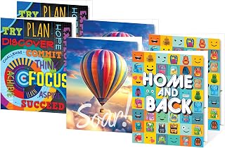 Motivational, Inspirational, Home & Back Student Folders | Classroom Organization | Positive Behavior Support | 2-Pocket | Fits 8.5" x 11" Letter Paper| Deep 4.5" Pockets | Bundle of 6