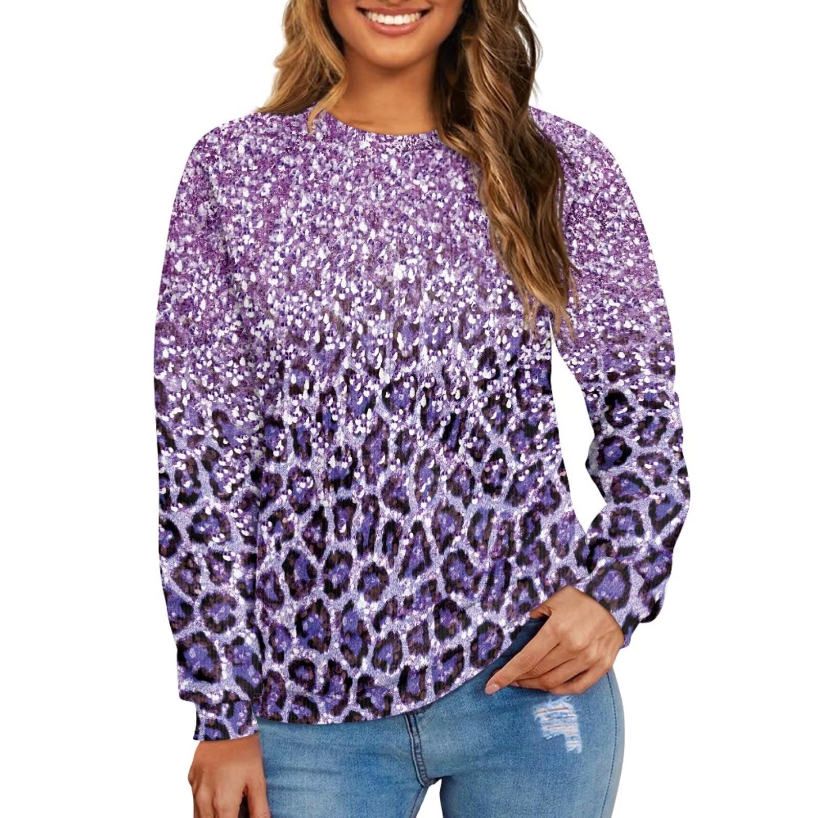 Graphic Pullovers Sweatshirts for Women Crewneck Sweater Holiday Tops Long Sleeve Pullover Sweaters Pullover Top