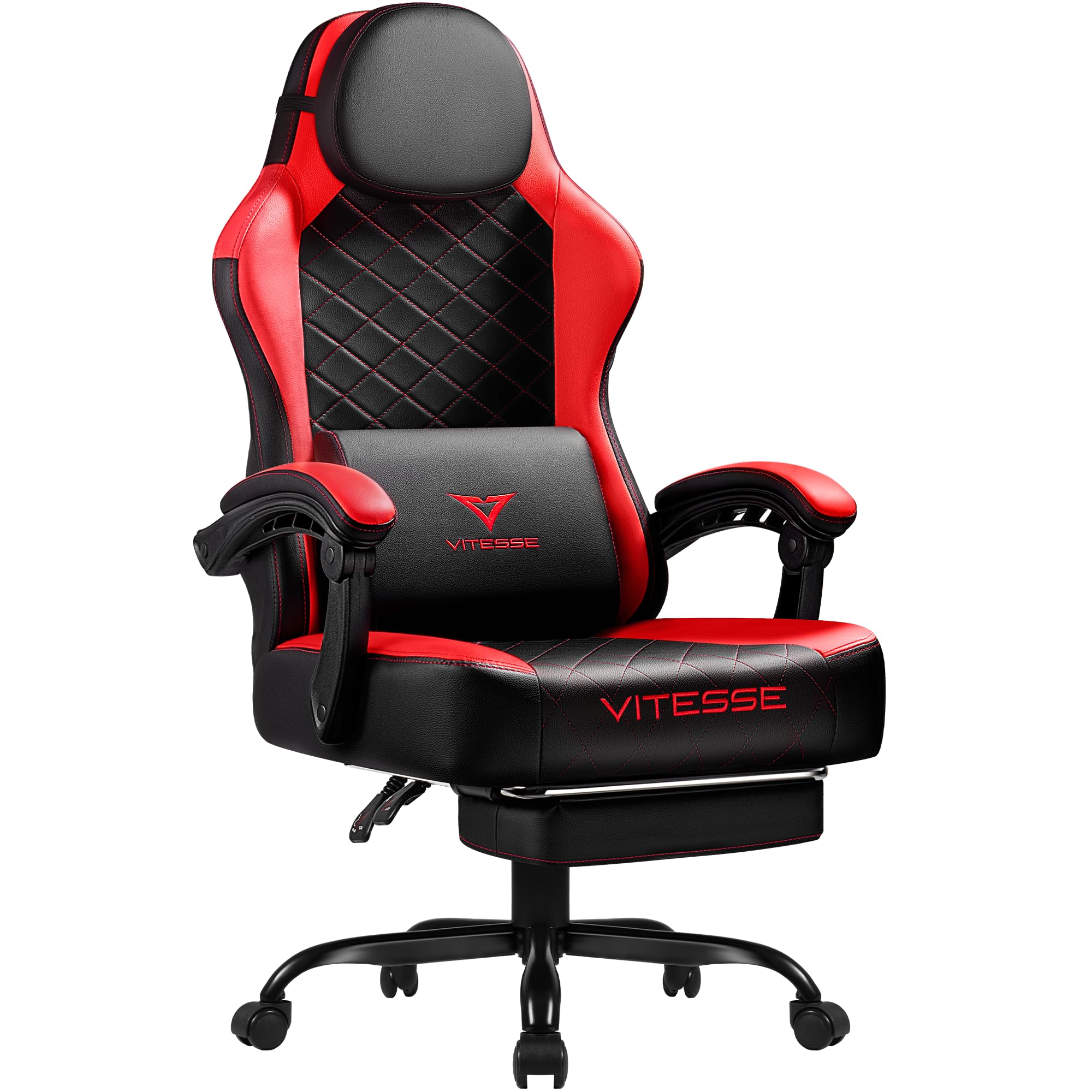 VITESSE 400 lbs Red Ergonomic Video Gaming Chair for Adults Regular Gamer Red