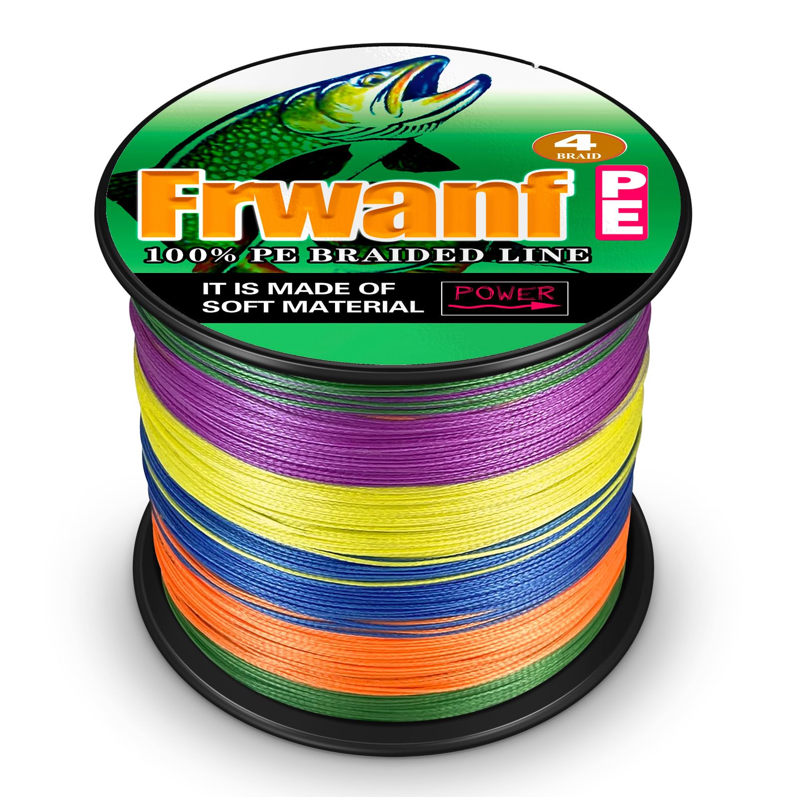Frwanf Braided Fishing Line 4 Strands Super Strong PE Fishing String ExtremePower Braided Line for Saltwater and Fresh Watermultiple Colors, 100M/