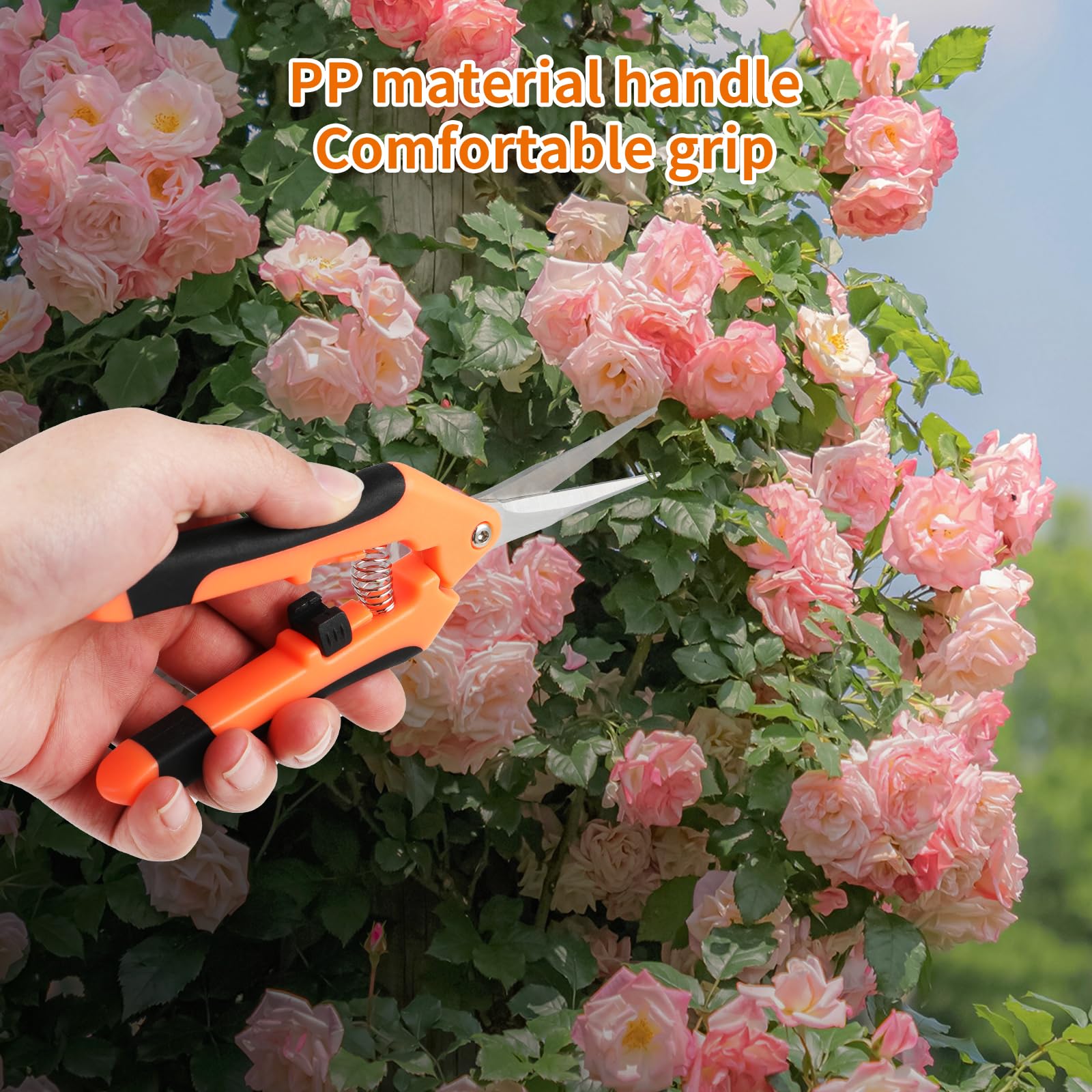 Piccole Forbici Potatura - Forbici Giardinaggio - Professionali Forbice Cesoie con manico ergonomico,ideali per potare bonsai,piante,fiori e raccogliere frutta e verdura(Arancione)