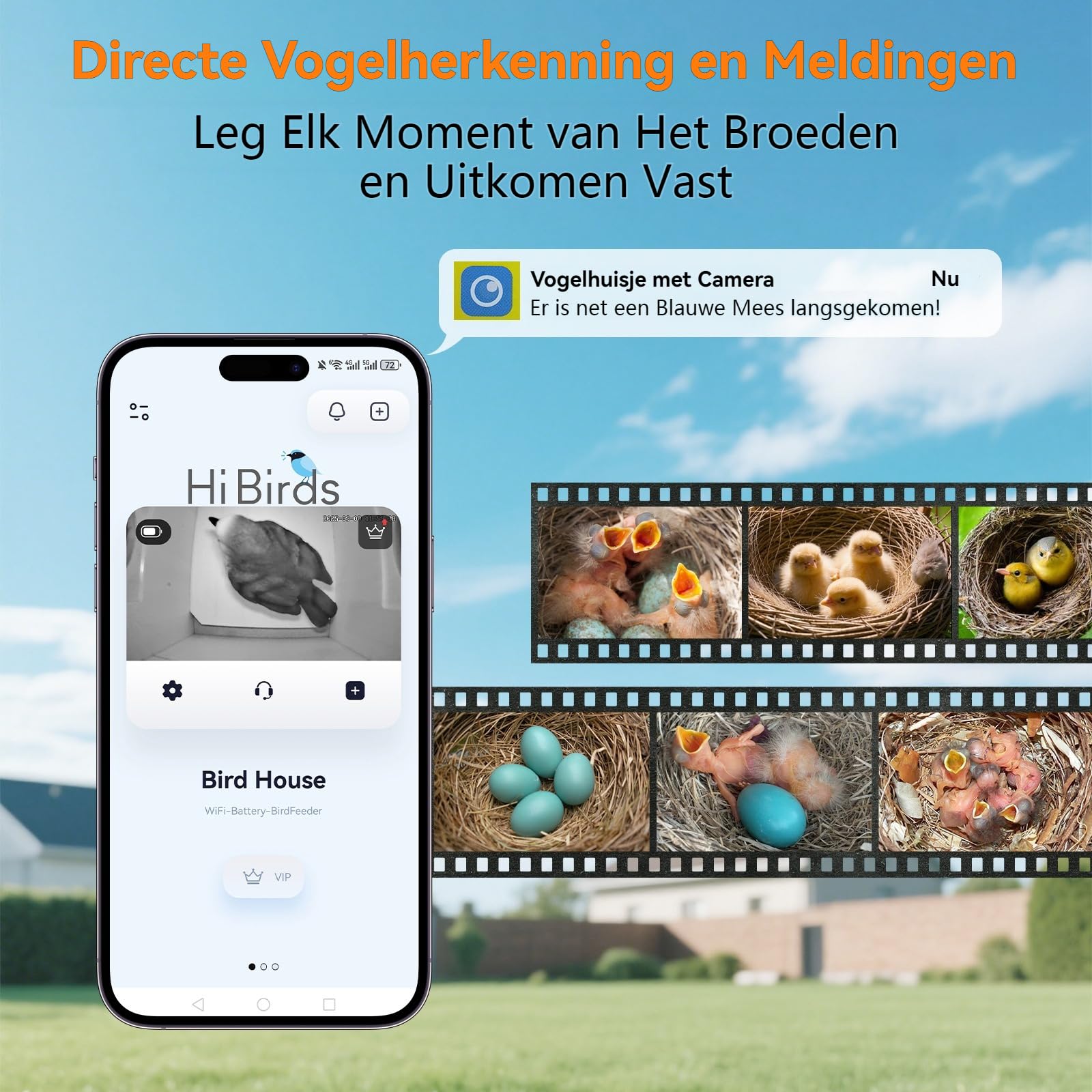 Domek dla ptaków z kamerą 4 MP, budka lęgowa z kamerą, odporna na warunki atmosferyczne, 2,4 G WiFi i powiadomienia o aplikacji, obserwuj gniazdowanie i wylęgnięcie, automatyczne nagrywanie filmów z