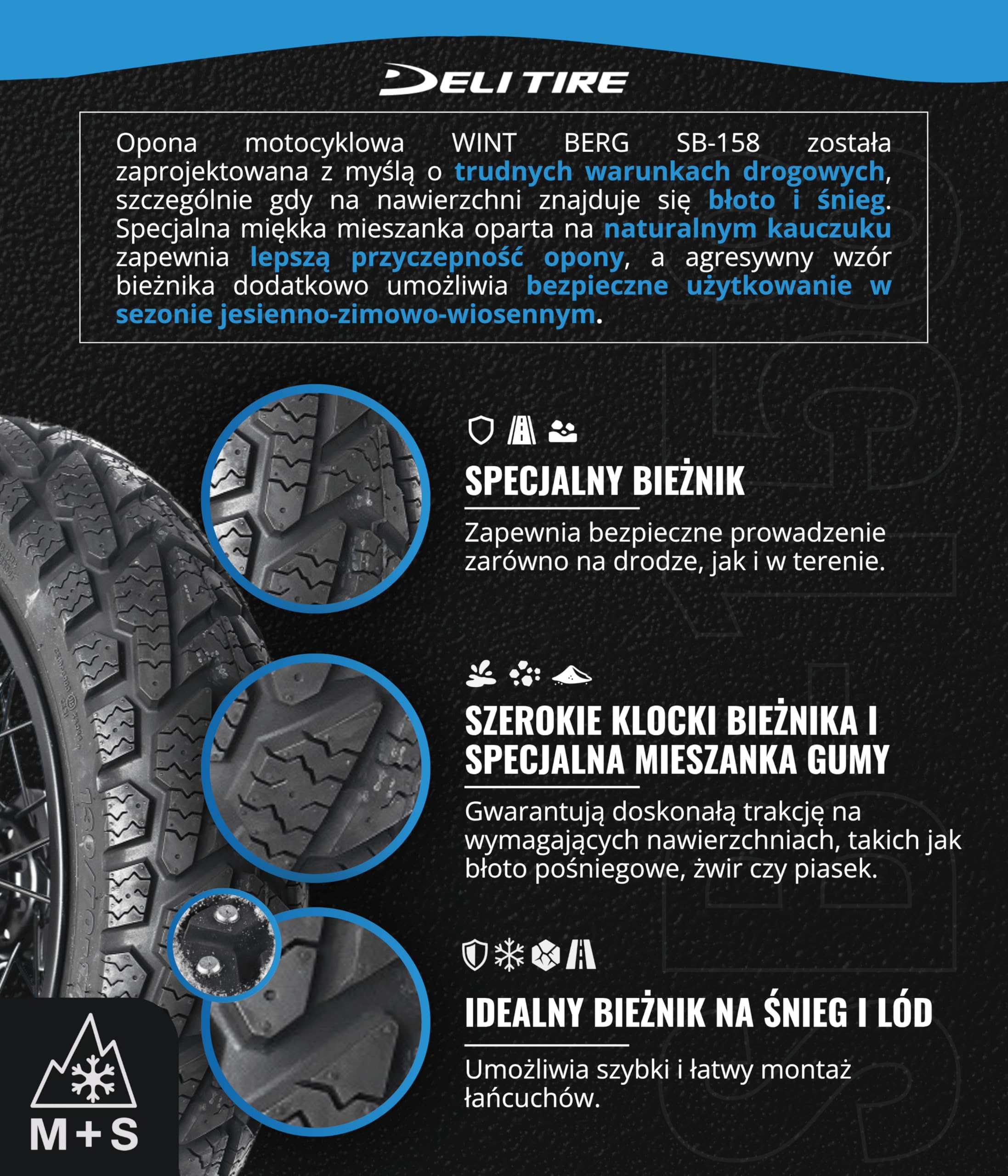 OPONA DELI SB-158 100/80-17 WINT BERG M+S ZIMOWA
