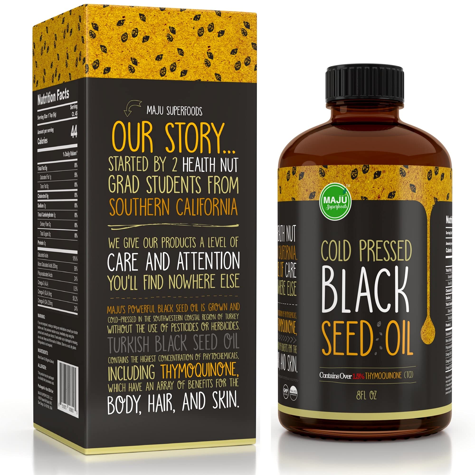 Black Seed Oil 3 Times Thymoquinone, ColdPressed, 100 Turkish Black