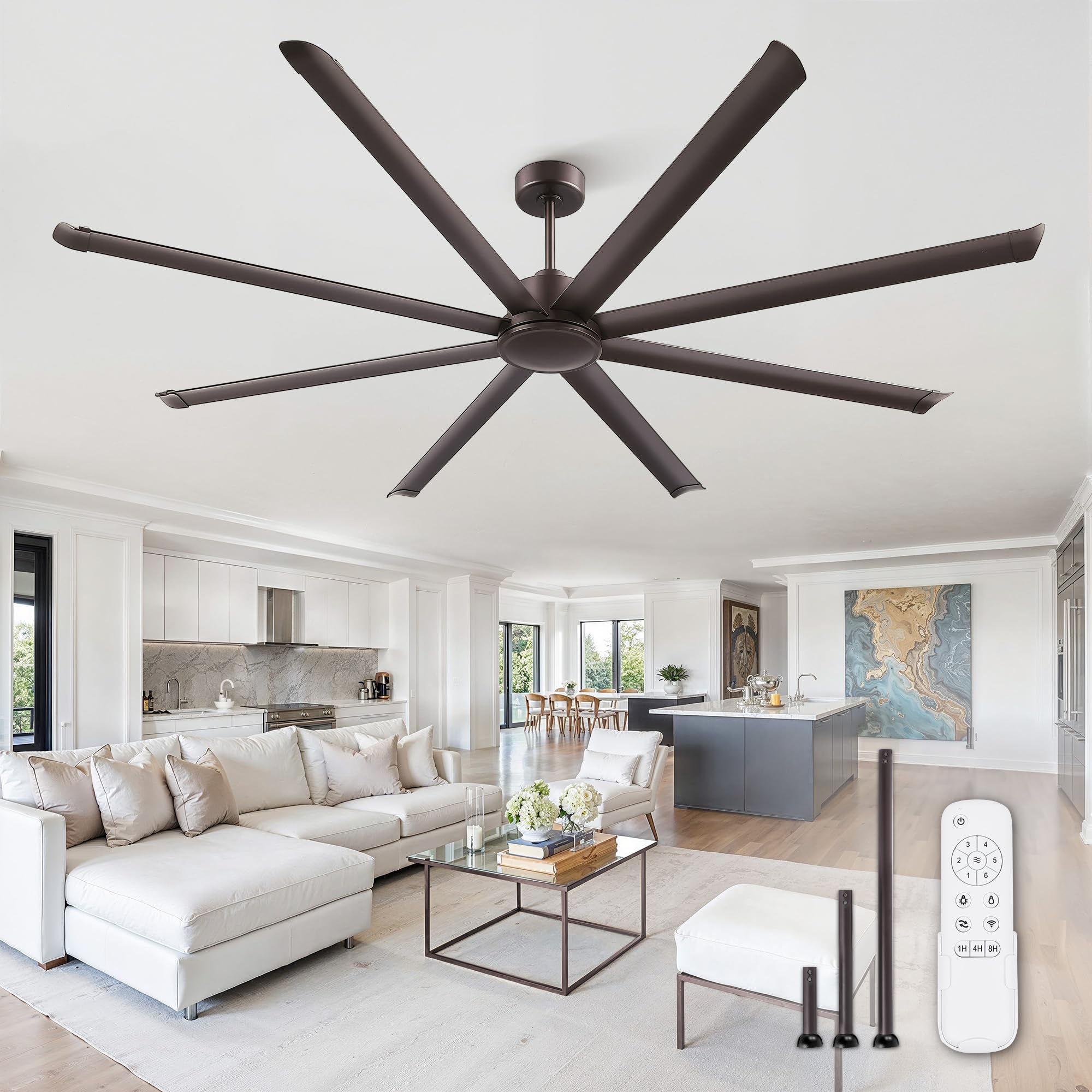 Photo 1 of ZMISHIBO 96 Inch Industrial Ceiling Fan with Remote, 8 Aluminum Blades
