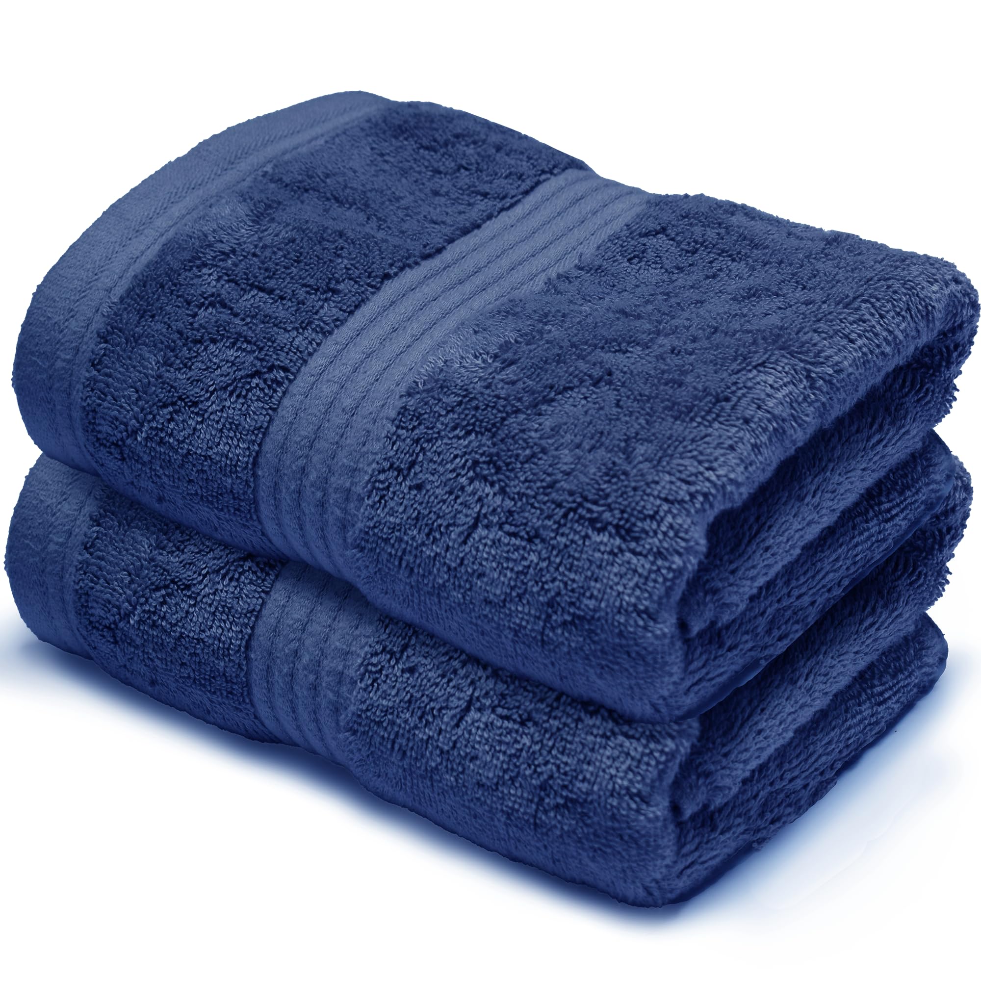 Makooz Luxurious Bamboo Hand Towels for Bathroom 2 Pack - 700 GSM Bamboo & Egyptian Cotton 50/50 Blend - Ultra Silky Soft, Quick Dry, Absorbent, Premium Plush Bath Guest Towel Set - Navy Blue 50x85 CM — image 1