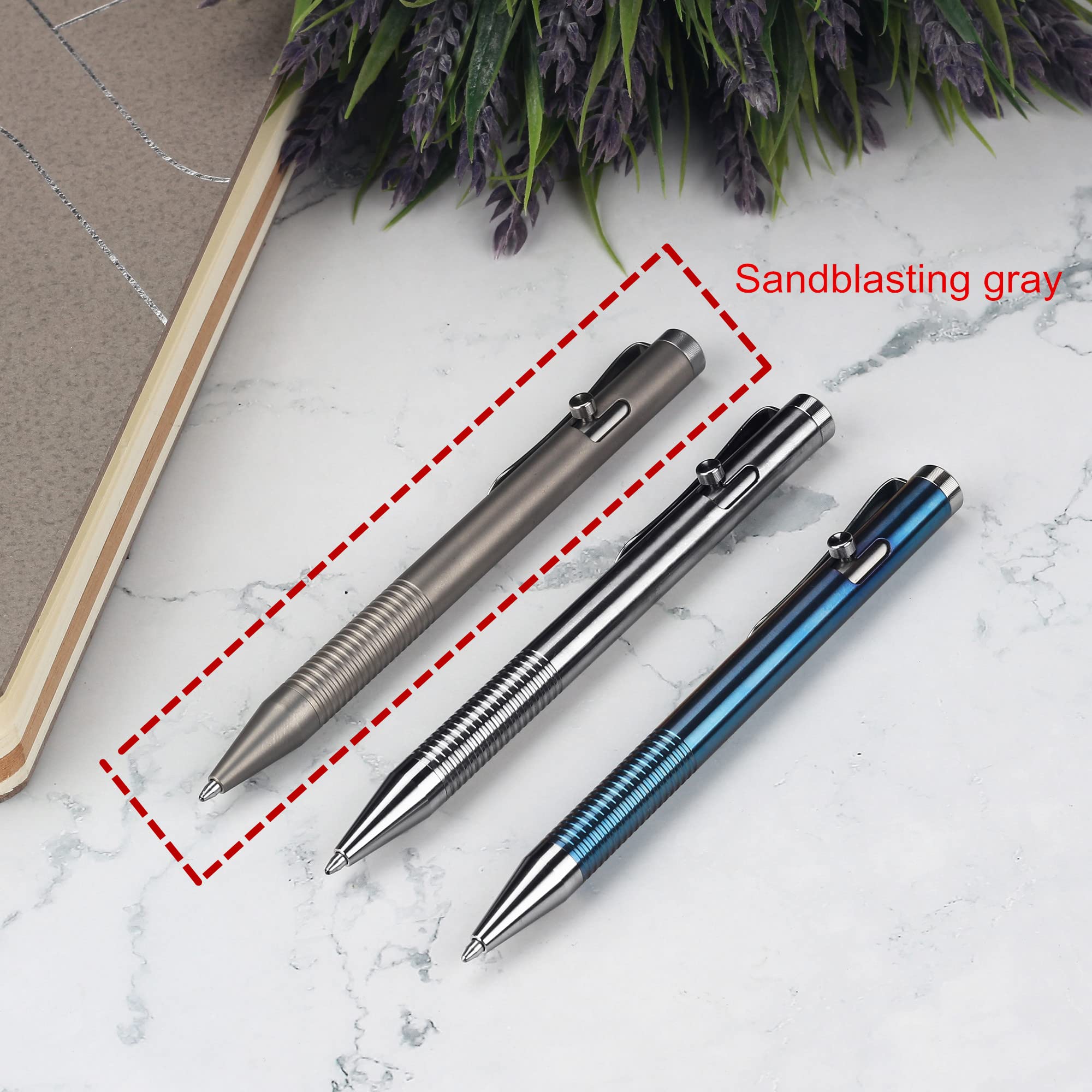 SMOOTHERPRO Titanium brede grip bout actie pen | intrekbare balpen korte pen | compatibel met Parker Refill | voor Office School Business EDC (TBP03) | veelkleurig