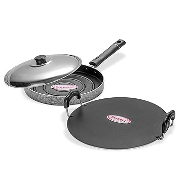Sumeet Non Stick Aluminium Tawa with Stainless steel Lid, 30.5 cm, Silver