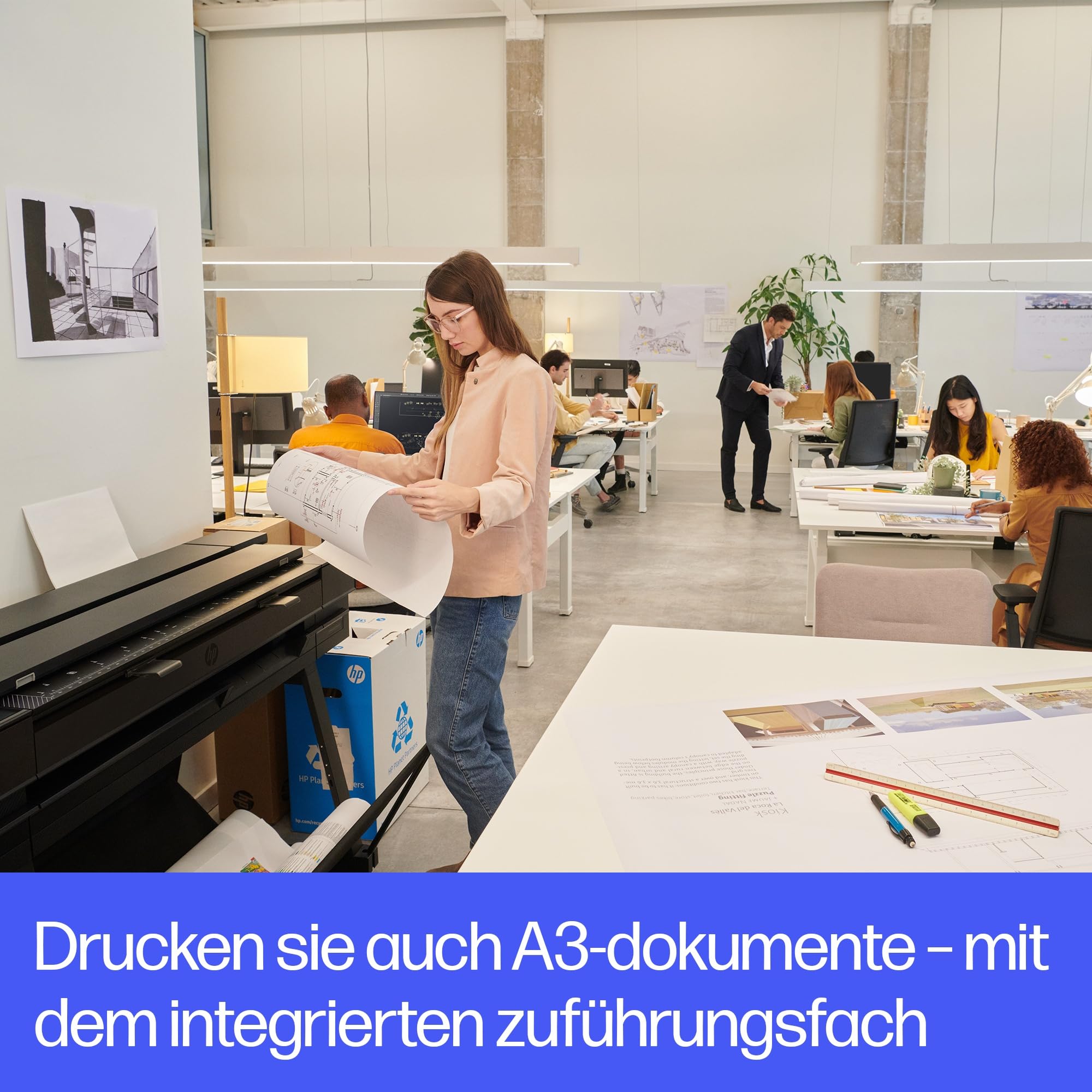 HP DesignJet T850 91 cm (2Y9H2A), Multifunktions-Großformatdrucker, Plotter, Scanner mit Frontladung, Standard A4-A0, 90 A0-Drucke/Stunde, Wi-Fi, Ethernet, 2 Jahre Garantie, Click, Schwarz
