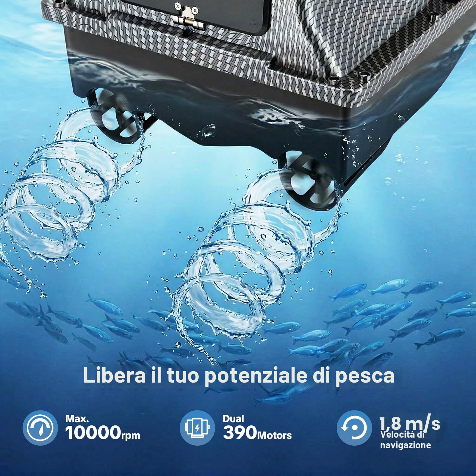 Barca telecomandata, 600 m, con GPS, carico 2 kg, 40 punti di posizionamento, doppio motore, barca RC per fiumi, laghi e mari