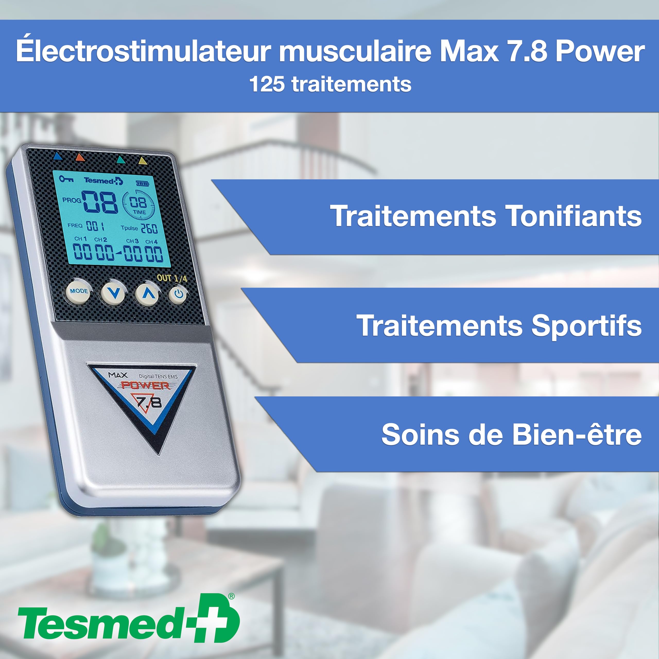 TESMED Max 7.8 Électrostimulateur TENS, EMS & Massage