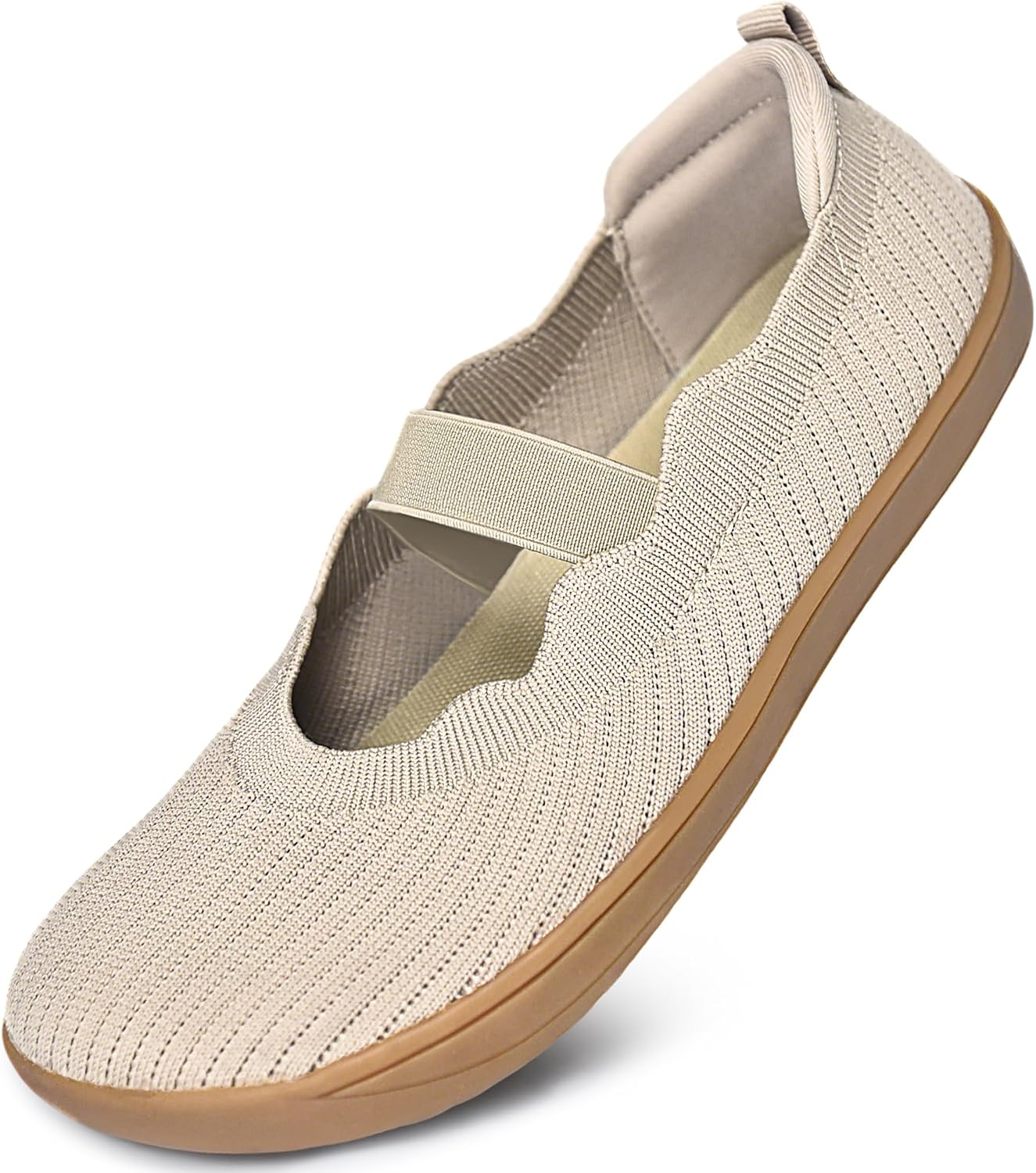 Wide Toe Box Mary Jane Flats for Women, Knit Ballet Shoes