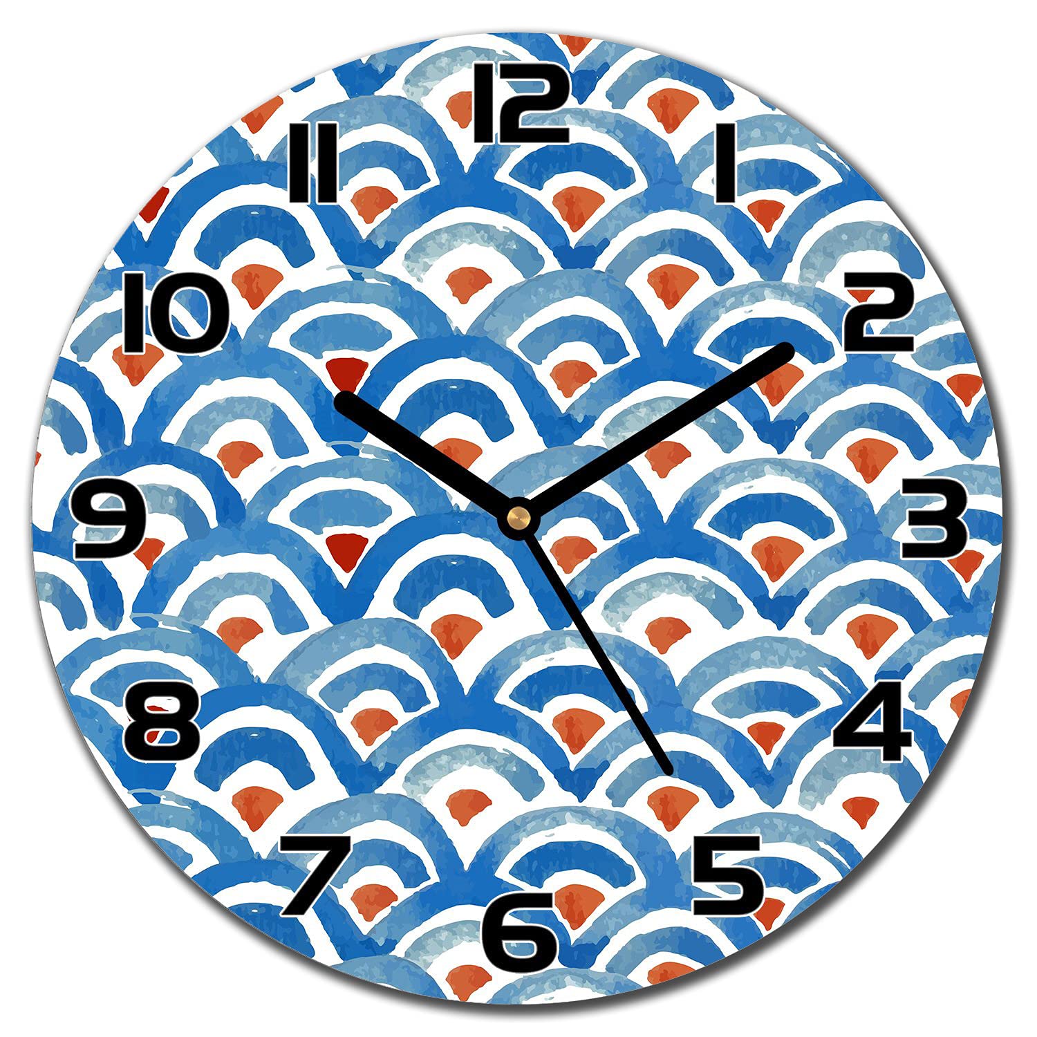 Horloge en verre cuisine lisible 30 cm salon murale aiguilles noires