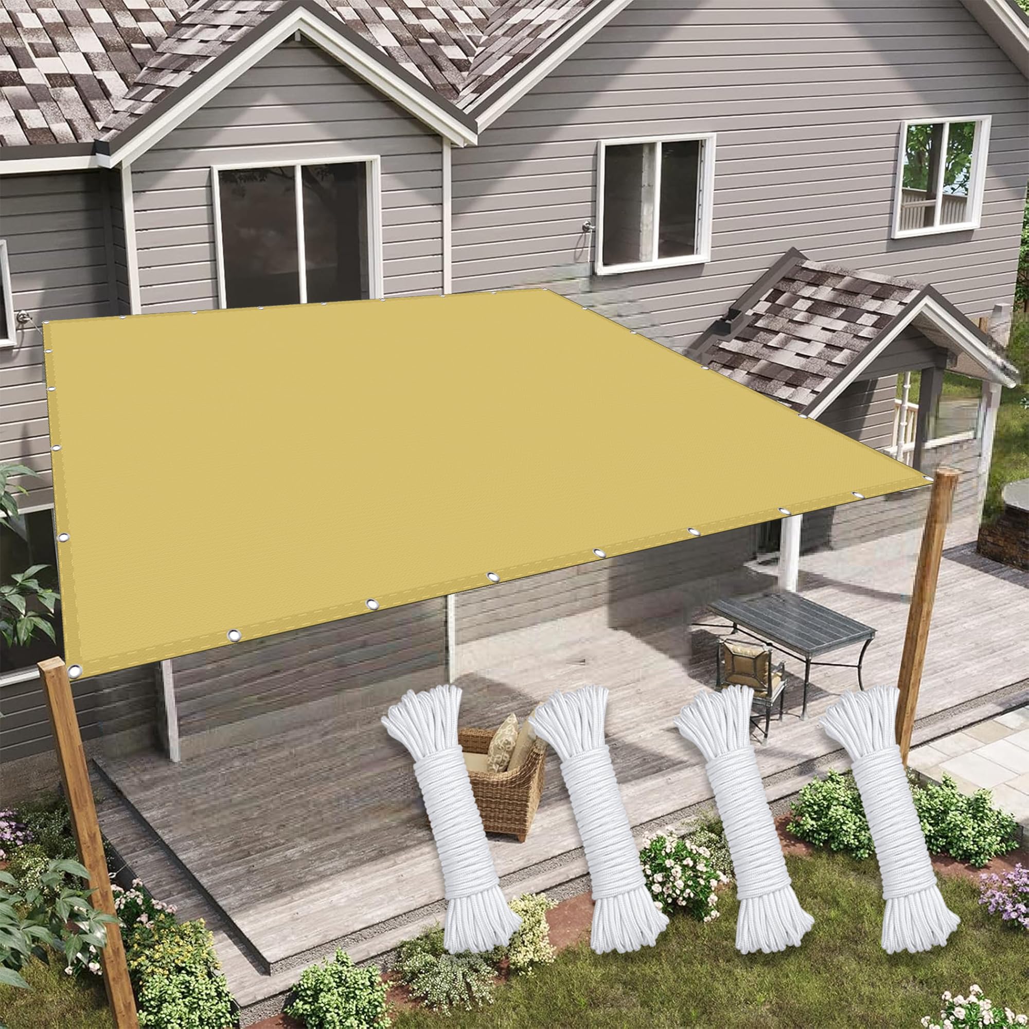 Protection solaire avec cordons voile d'ombrage pare-soleil balcon 2x3.8 m