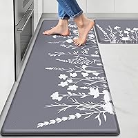 SofterCharm Kitchen Mats Set of 2: Cushioned Anti-Fatigue Rugs, Non-Slip Water Resistant, 17.3x30 & 17.3x47 for Sink & Counter