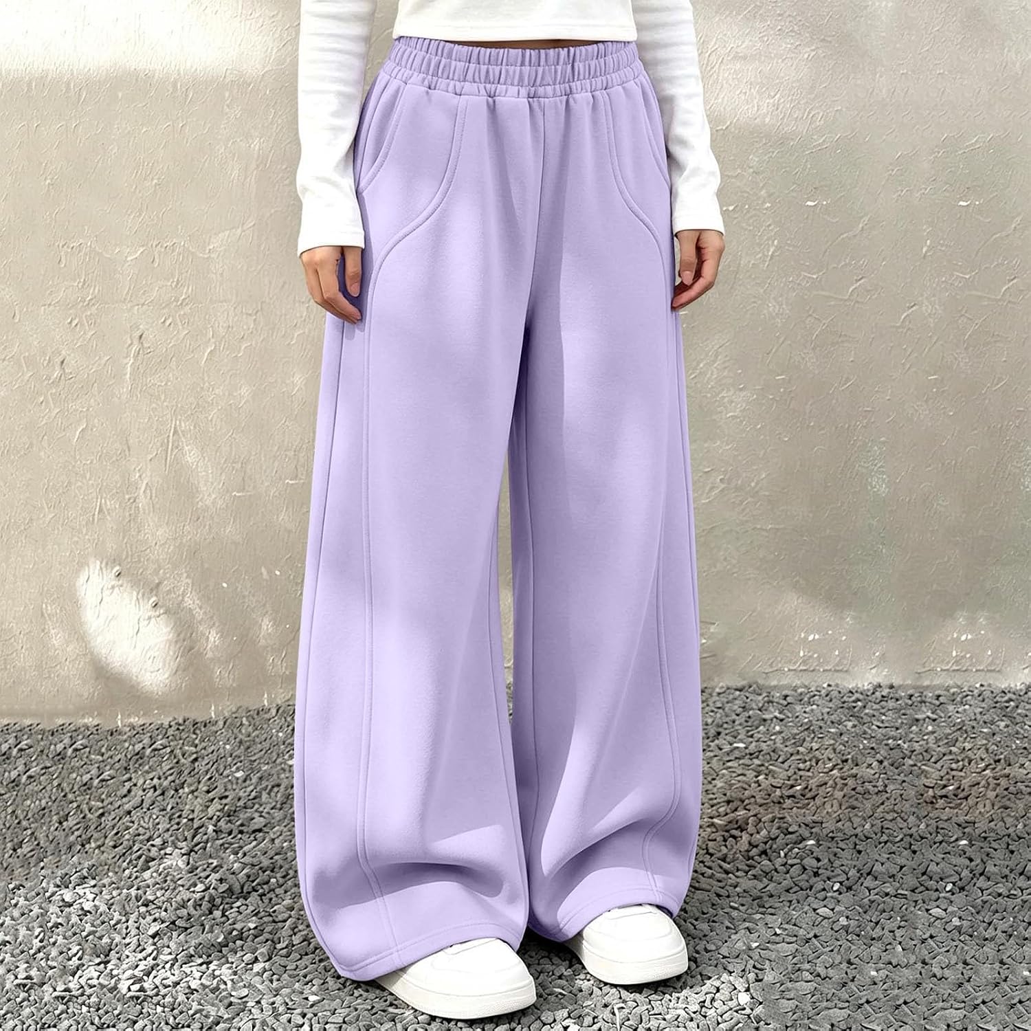 Oplxuo Boys Girls Wide Leg Sweatpants Elastic Waist Loose Casual Pants