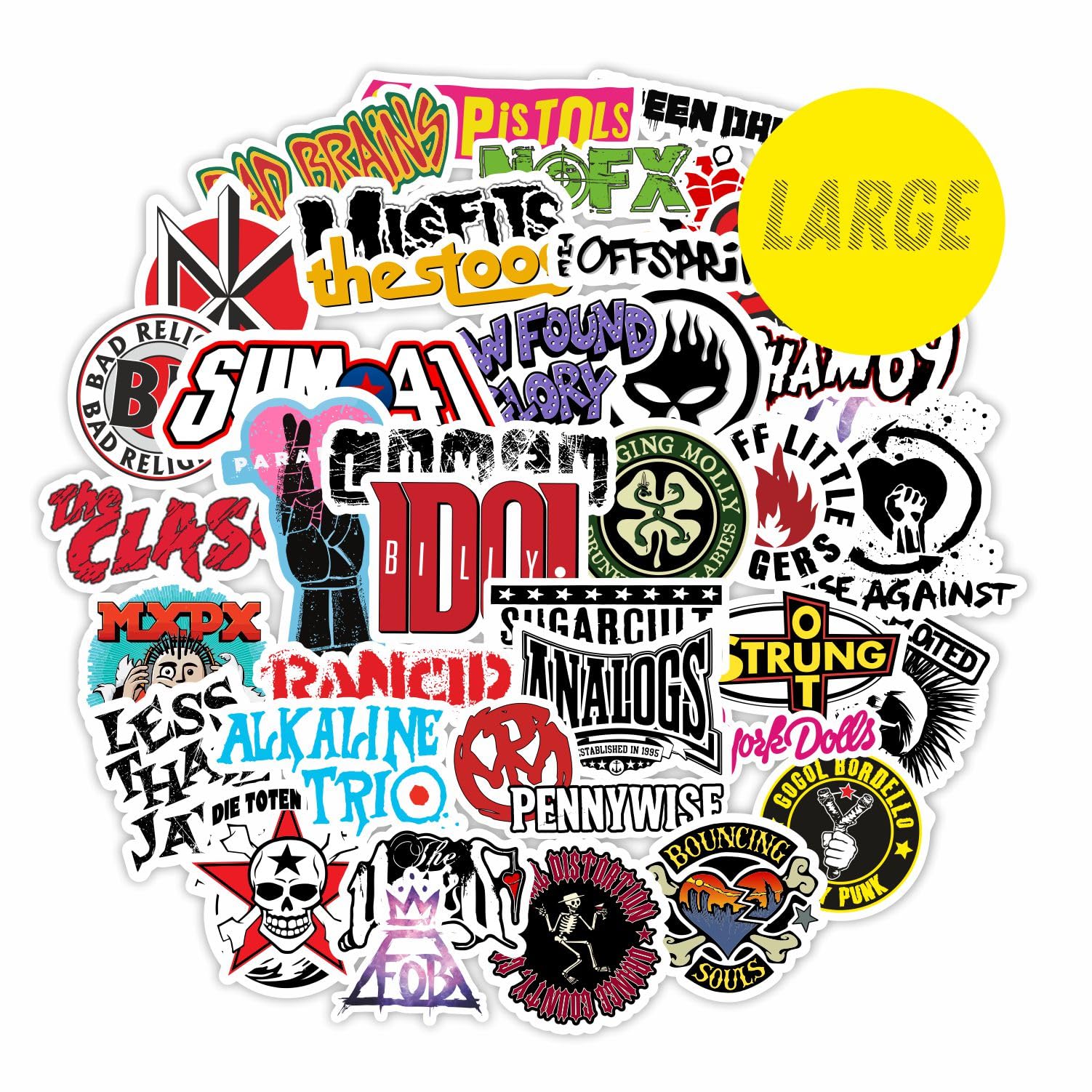 BulbaCraftBulbaCraft 81Pcs Large Punk Stickers, Punk Rock Stickers, Band Decals, Metal Decals, Gifts for Women & Men