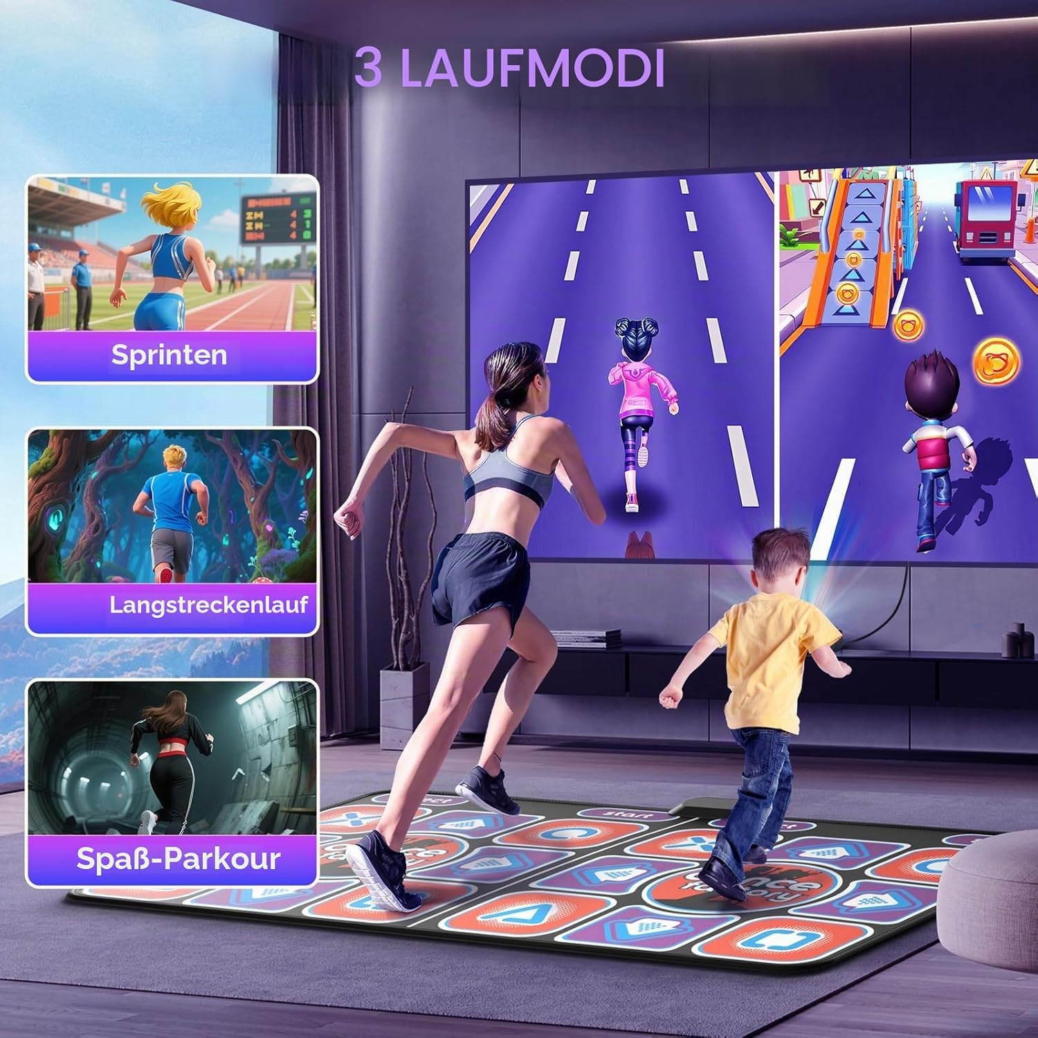 Tappetino da Ballo per Bambini e Adulti, Tappetino da Ballo Interattivo per TV con Fotocamera, Doppio Tappeto Musicale e Antiscivolo, Regalo di Compleanno per Ragazze e Ragazzi (166 x 93 cm)