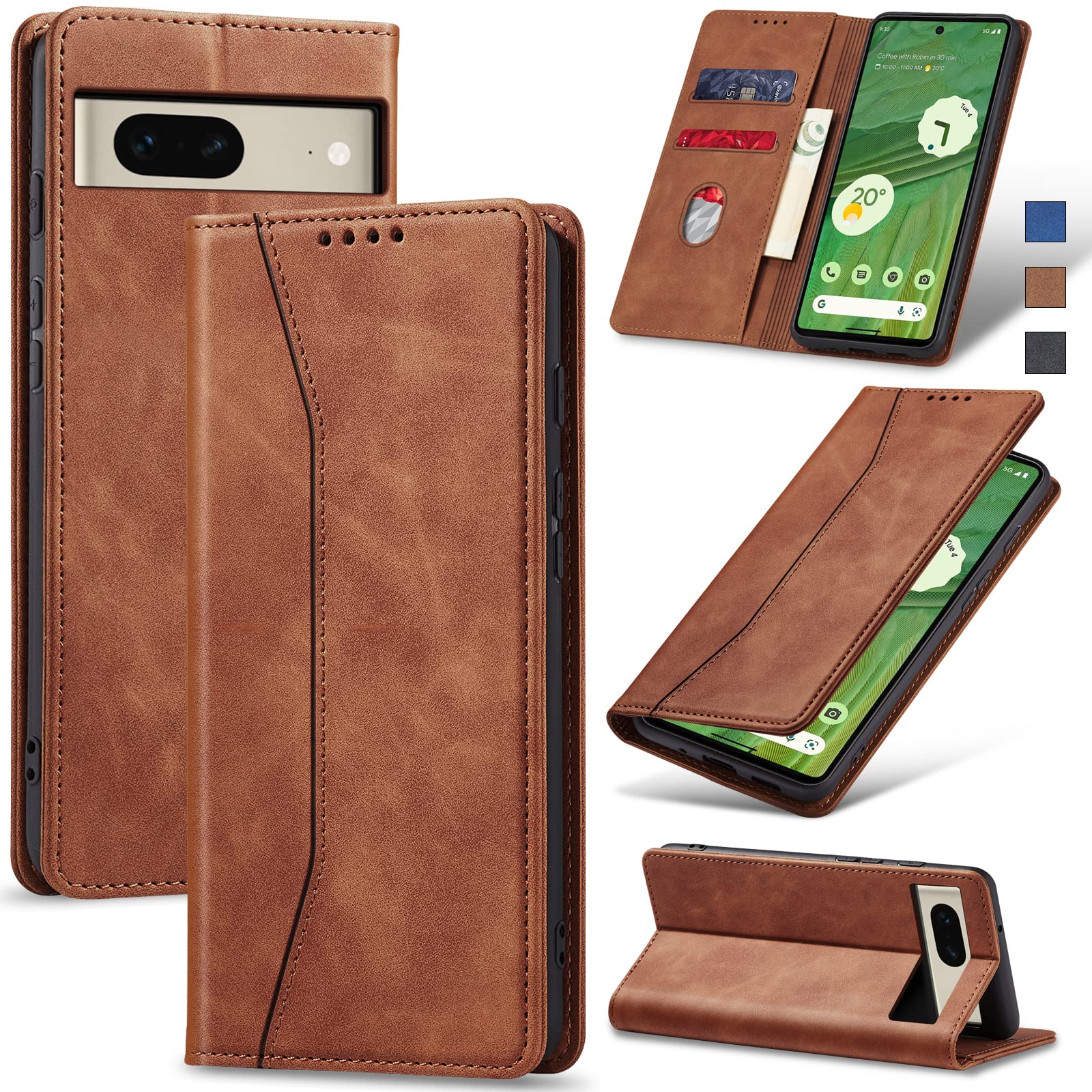 Étui Portefeuille Magnétique Pour Google Pixel 7 - Porte-cartes, Support Intégré, Anti-choc