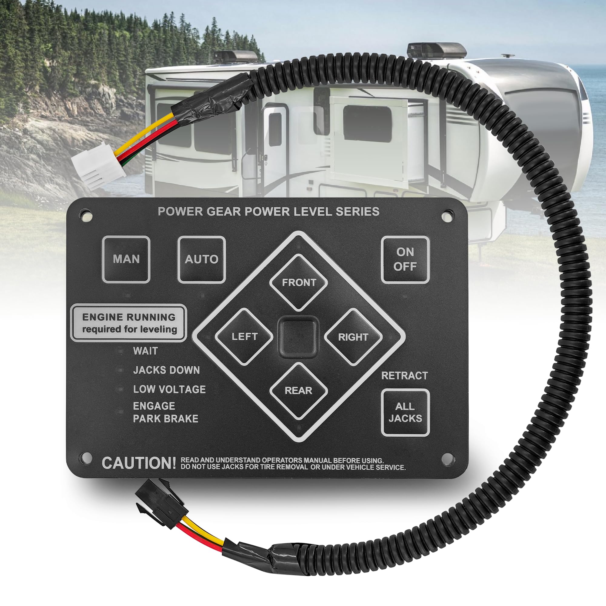 Photo 1 of 368991 RV Leveling Touch Control Panel with Harness Adapter Fits for Lippert Power Gear; for Kwikee Ground Control and Travel Trailer Leveling System Replace# 359080 359072 140-1226 500629 500629S