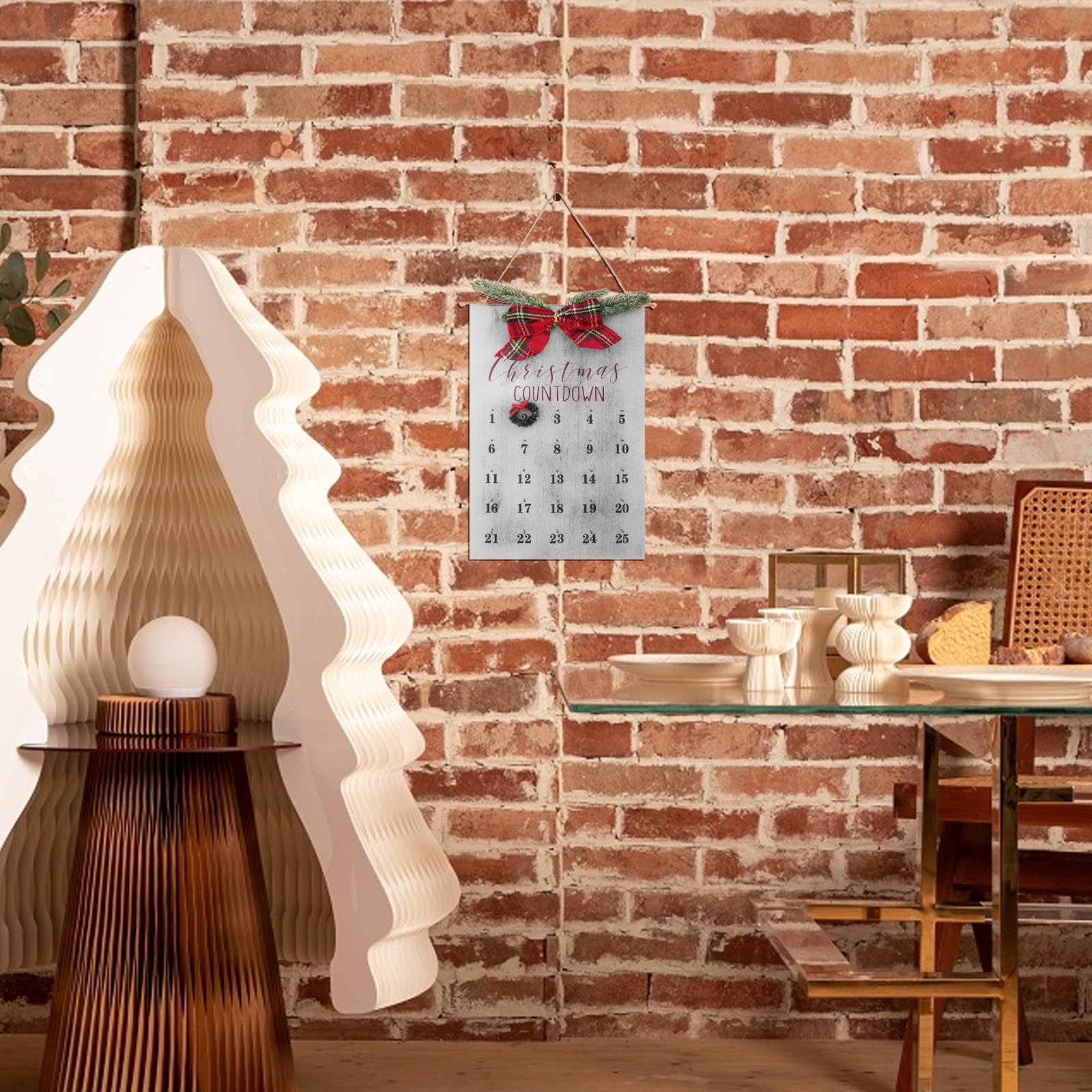 TOYANDONA Weihnachtskranz Kalender mit Countdown aus Dichteplatte für
