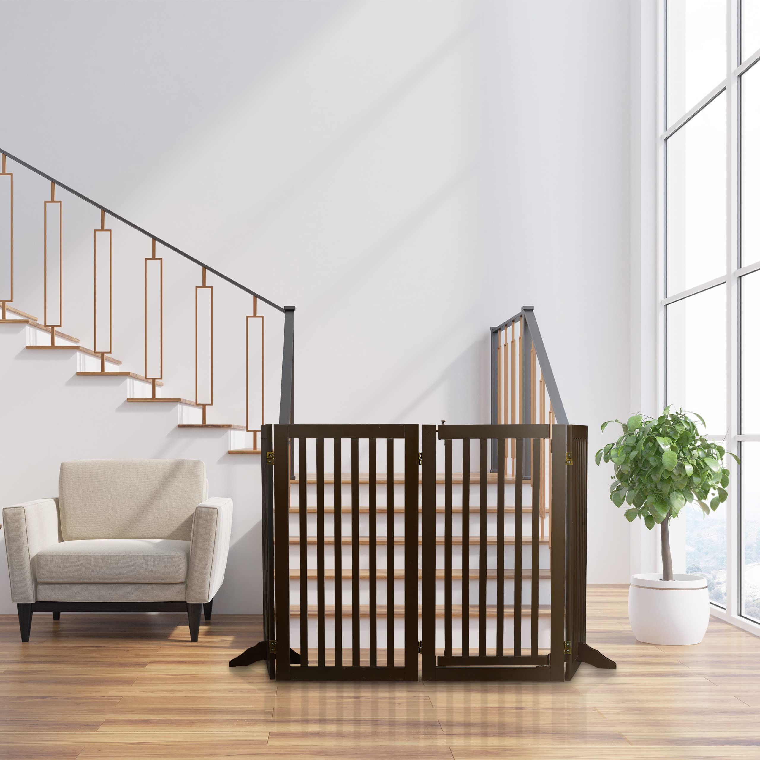 Cancelletto Per Bambini Relaxdays | 70x154x30 Cm Bianco | Barriera A 3 Pannelli Per Scale E Porte - Foto 5