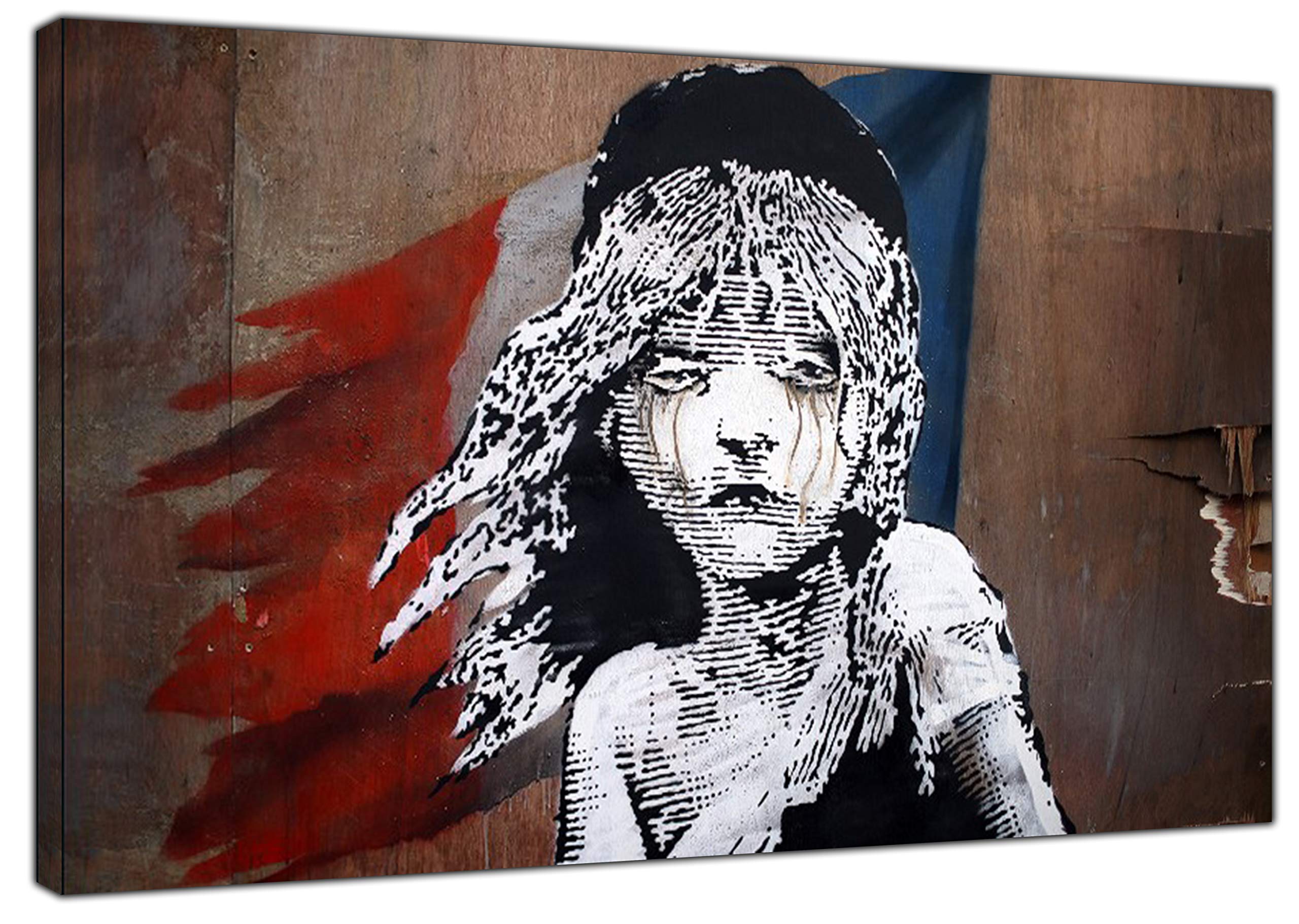 Banksy French LES MISERABLE obraz, reprodukcja obrazu, druk na oprawionym płótnie, sztuka ścienna, dekoracja domu, 76 x 60 cm, głębokość 18 mm