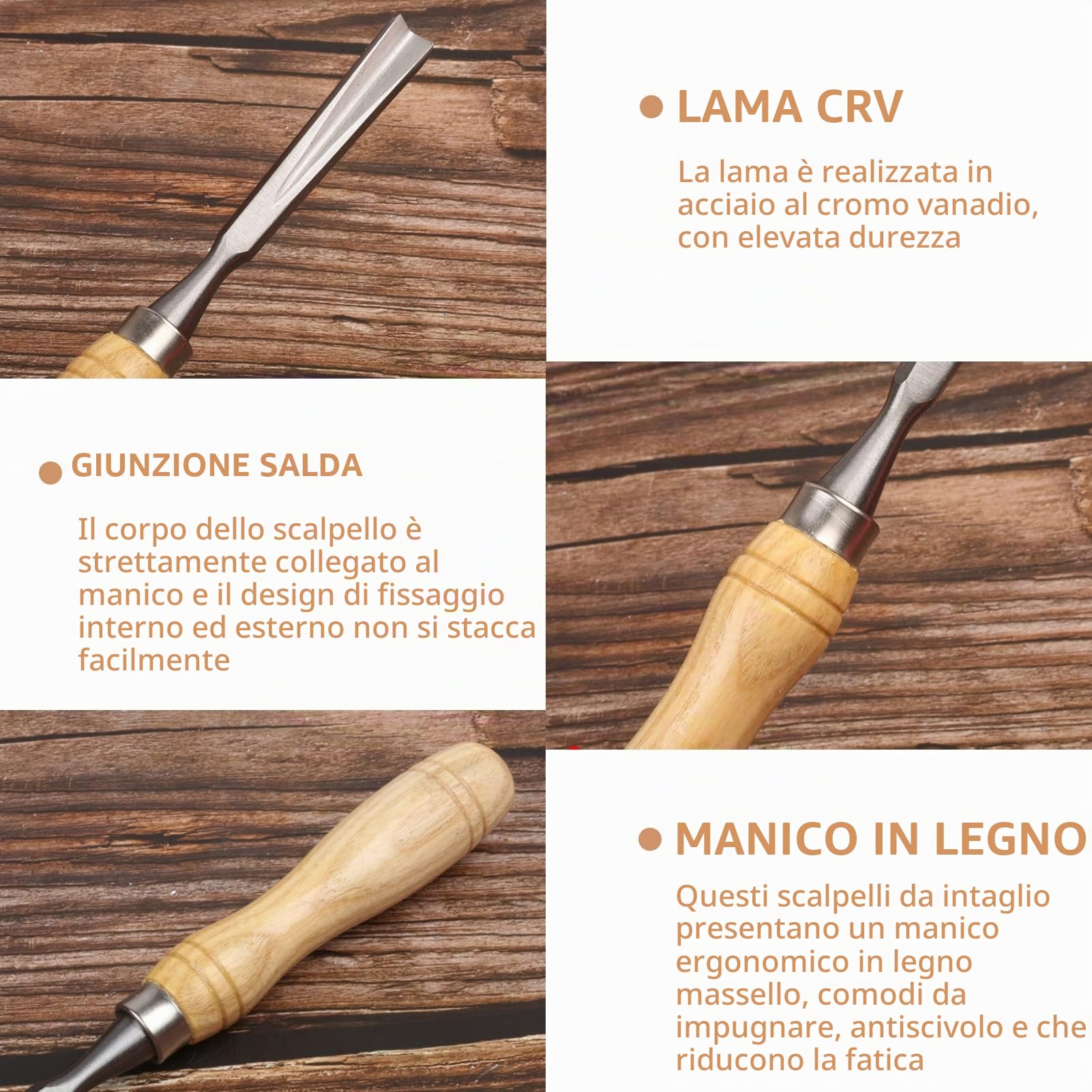 12 Pezzi Strumenti per Intaglio del Legno, Kit per Intaglio del Legno con Scatola di Immagazzinaggio in Legno, Lama CRV Strumenti per Intaglio del Legno Set di Scalpelli per Cucchiaio, Ciotola, Tazza