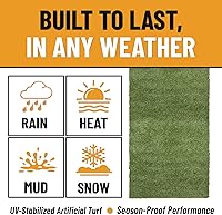 Vista 3 de Ottomanson Alfombra de Césped Artificial Falso de 6 pies 6 pulgadas x 24 pies - Césped Realista con Protección UV - Perforada para Fácil Drenaje