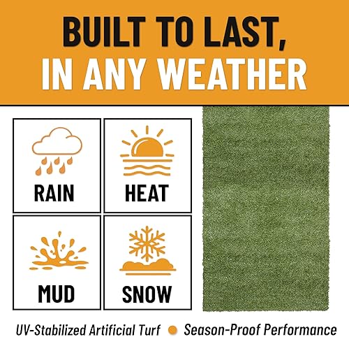 Miniatura 3 de Ottomanson Alfombra de Césped Artificial Falso de 6 pies 6 pulgadas x 24 pies - Césped Realista con Protección UV - Perforada para Fácil Drenaje -