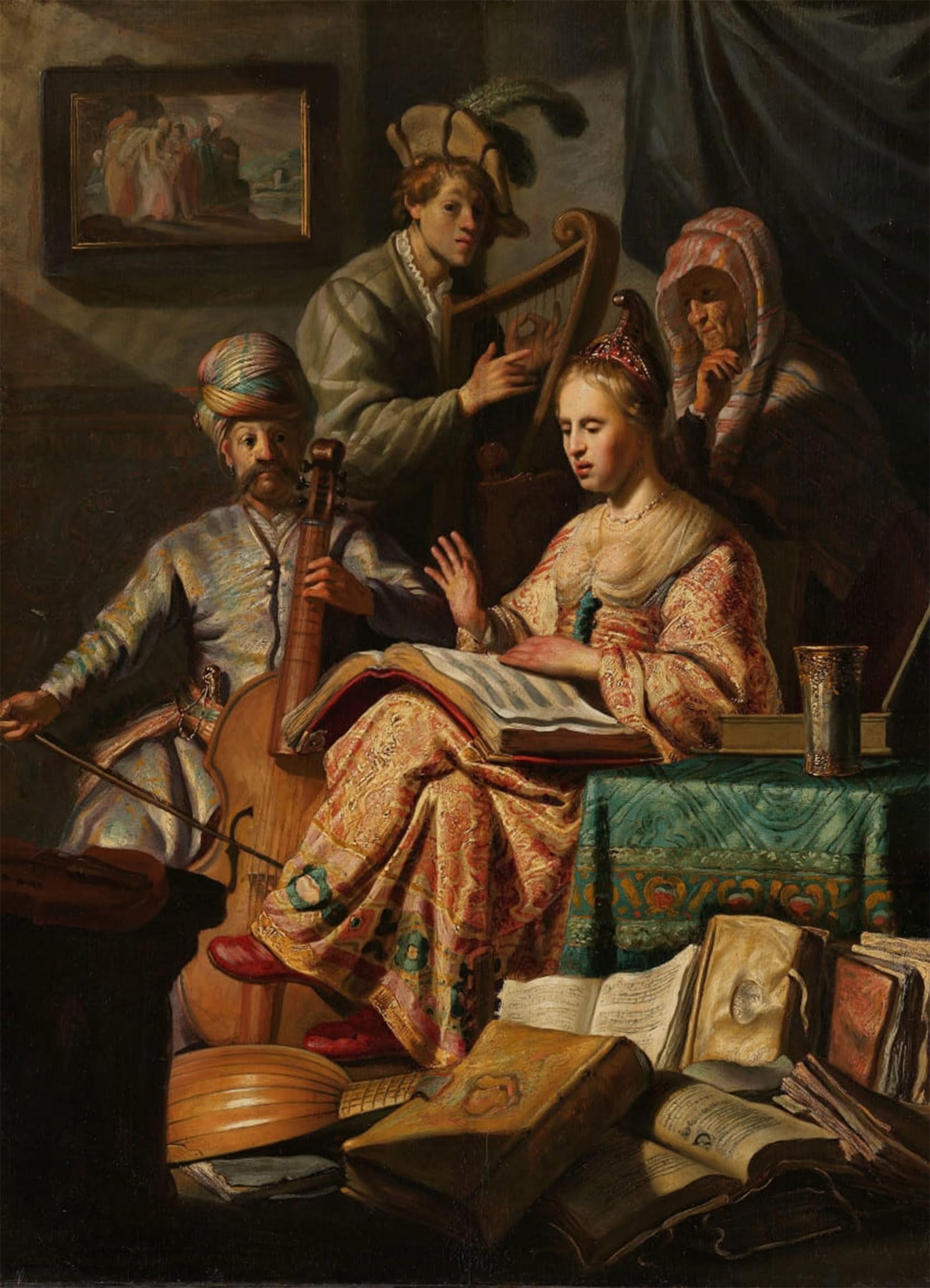 ARTXLXXBN Famous Painting Art Wall Decor Abstract Art Picture Musical company by Rembrandt van Rijn Animal Pictures for Home Decor 60x90cm