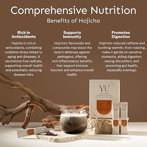 Miniatura 4 de Yu Té orgánico Hojicha Green Tea Powder  Rico en antioxidantes y EGCG  Té verde tostado japonés puro  Alternativa baja en cafeína y matcha sin