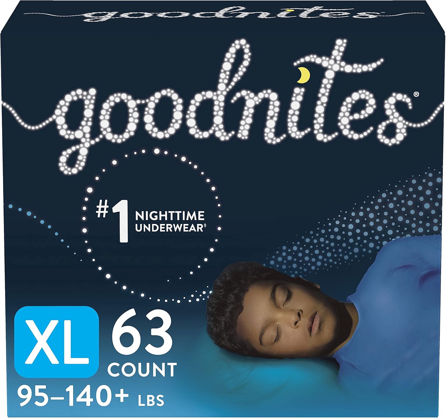 Goodnites Nighttime Bedwetting Underwear, Boys' XL (95-140 lb.), 63ct, FSA/HSA-Eligible